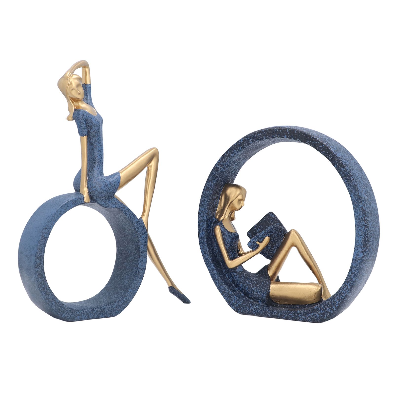 2pcs Reading Woman Sculpture Yoga Girl Statue Resin Hand Crafted Vivid Shape Resin Decoration for Office Desktop Hallway - Image 4