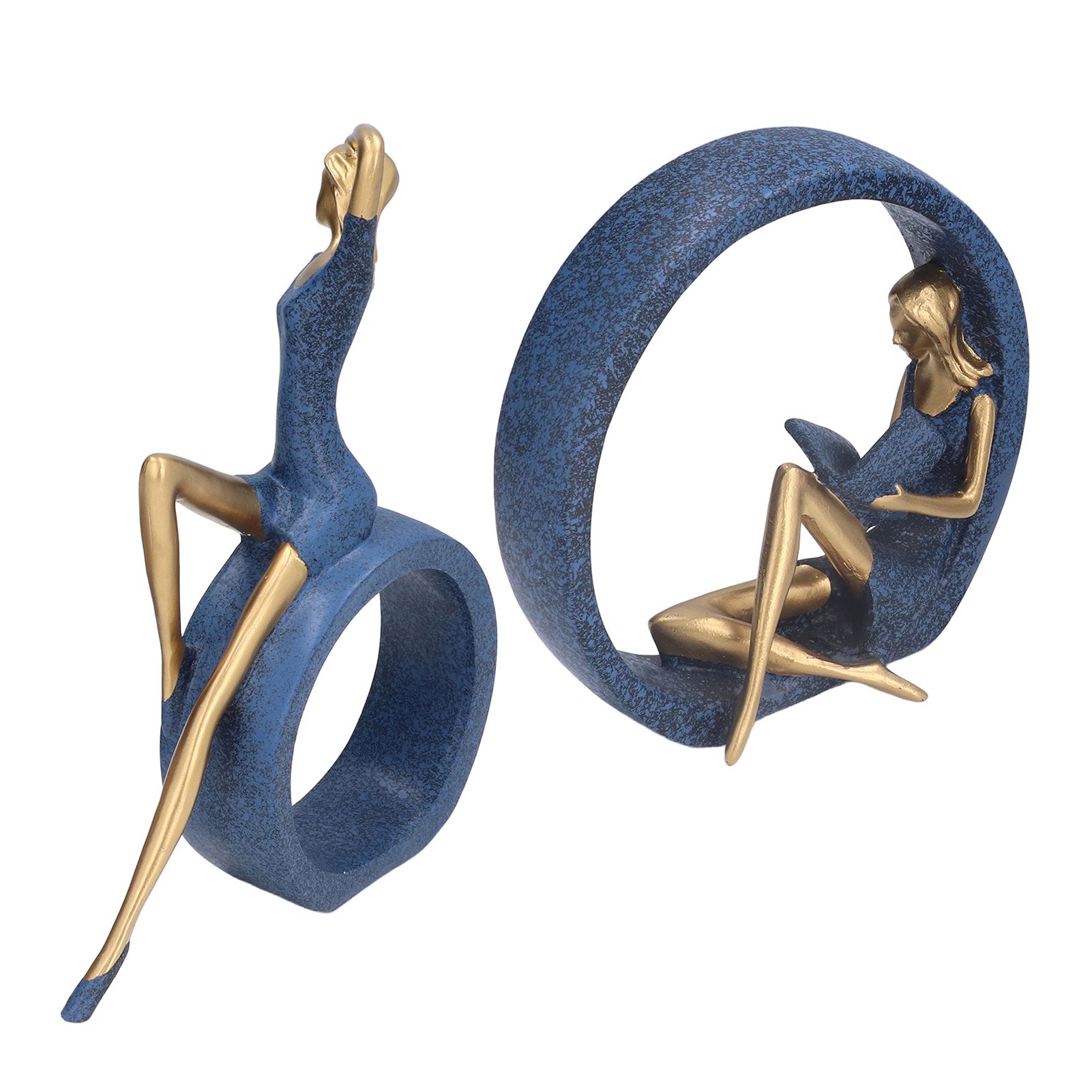 2pcs Reading Woman Sculpture Yoga Girl Statue Resin Hand Crafted Vivid Shape Resin Decoration for Office Desktop Hallway - Image 5