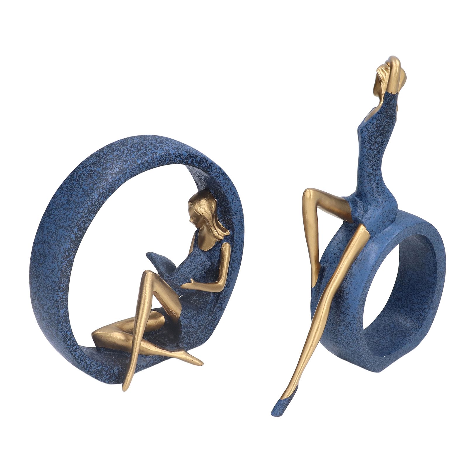 2pcs Reading Woman Sculpture Yoga Girl Statue Resin Hand Crafted Vivid Shape Resin Decoration for Office Desktop Hallway - Image 6