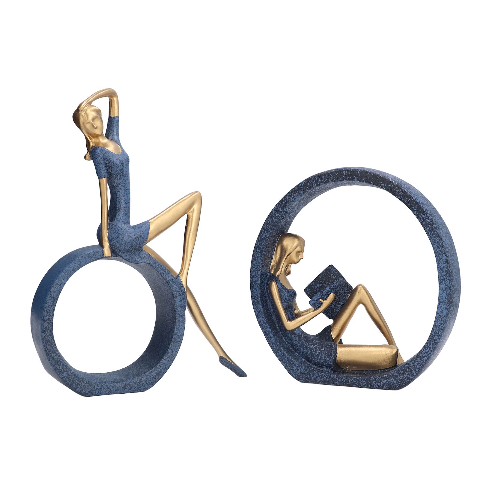 2pcs Reading Woman Sculpture Yoga Girl Statue Resin Hand Crafted Vivid Shape Resin Decoration for Office Desktop Hallway - Image 7