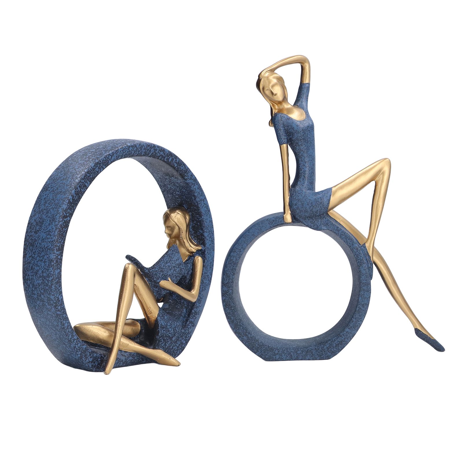 2pcs Reading Woman Sculpture Yoga Girl Statue Resin Hand Crafted Vivid Shape Resin Decoration for Office Desktop Hallway - Image 8