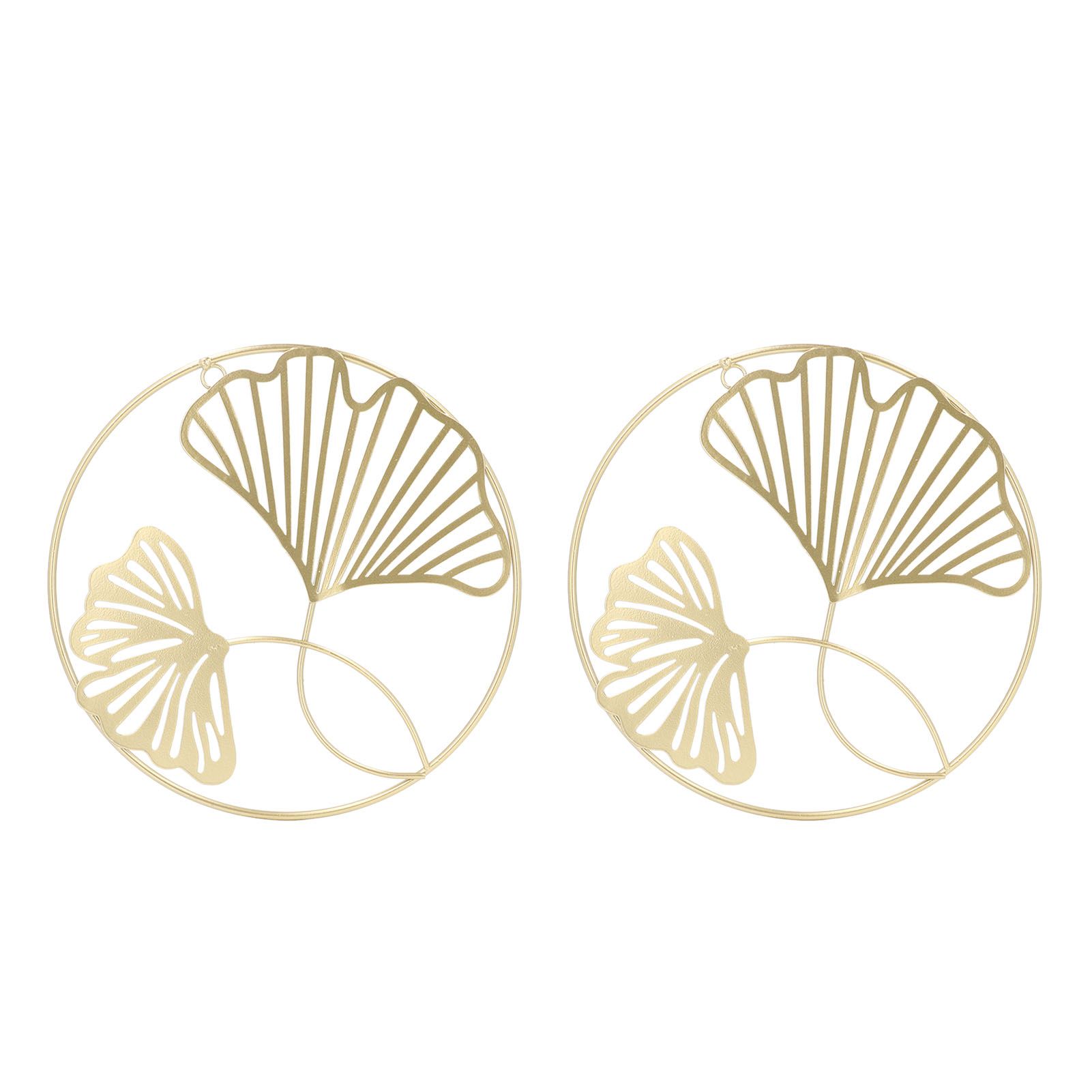 2pcs Gold Wall Decor Iron Art 3D Stereo Ginkgo Leaves Wall Sculpture for Sofa Background Entrance Dining Room Study - Image 1