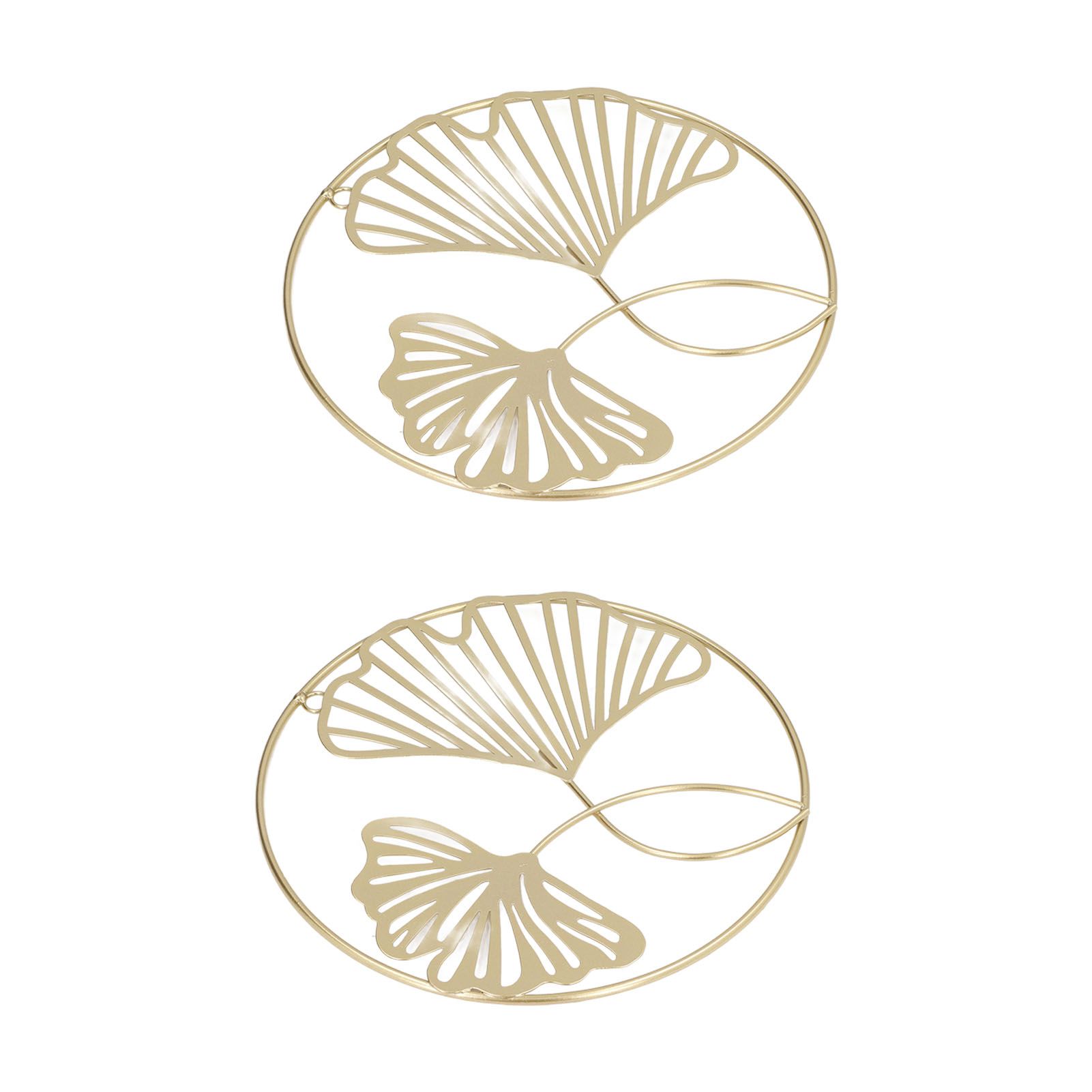 2pcs Gold Wall Decor Iron Art 3D Stereo Ginkgo Leaves Wall Sculpture for Sofa Background Entrance Dining Room Study - Image 2