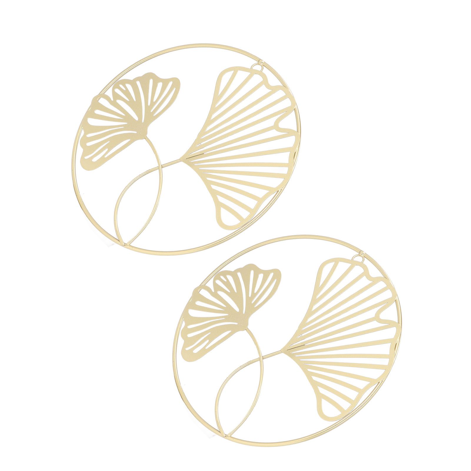 2pcs Gold Wall Decor Iron Art 3D Stereo Ginkgo Leaves Wall Sculpture for Sofa Background Entrance Dining Room Study - Image 3