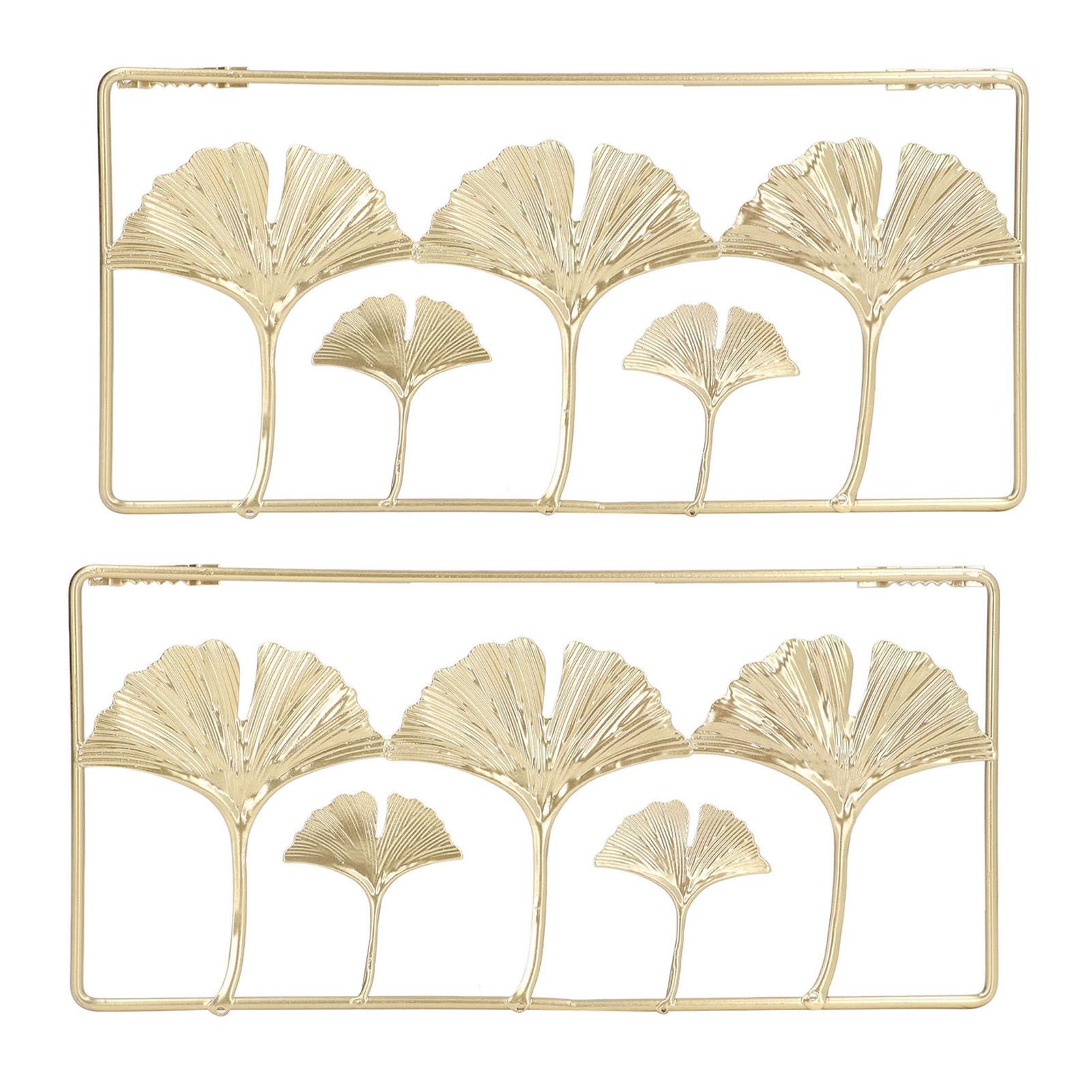 2Pcs Gold Metal Leaf Wall Decor 3D Modern Simple Clear Texture Metal Leaf Hanging Decoration with Frame for Home Office - Image 1