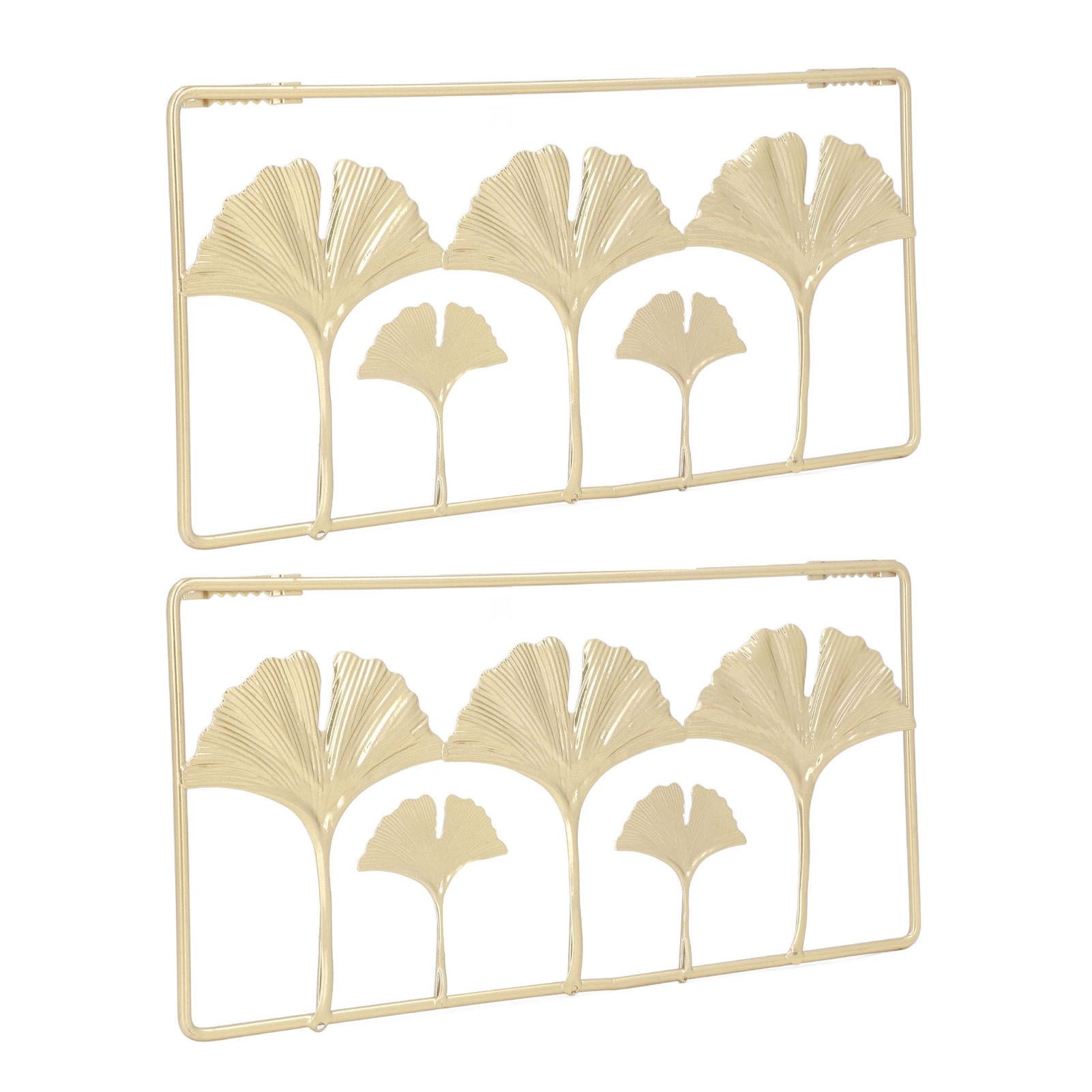 2Pcs Gold Metal Leaf Wall Decor 3D Modern Simple Clear Texture Metal Leaf Hanging Decoration with Frame for Home Office - Image 2