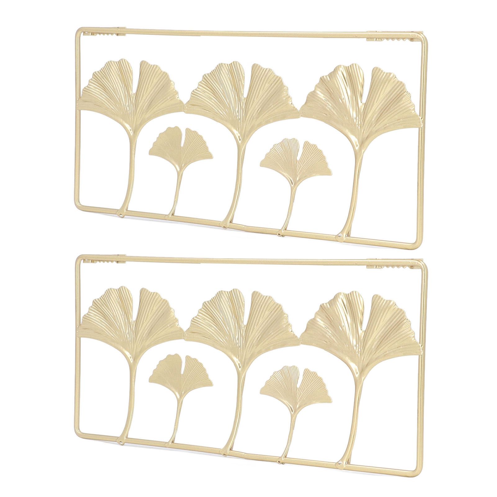 2Pcs Gold Metal Leaf Wall Decor 3D Modern Simple Clear Texture Metal Leaf Hanging Decoration with Frame for Home Office - Image 3