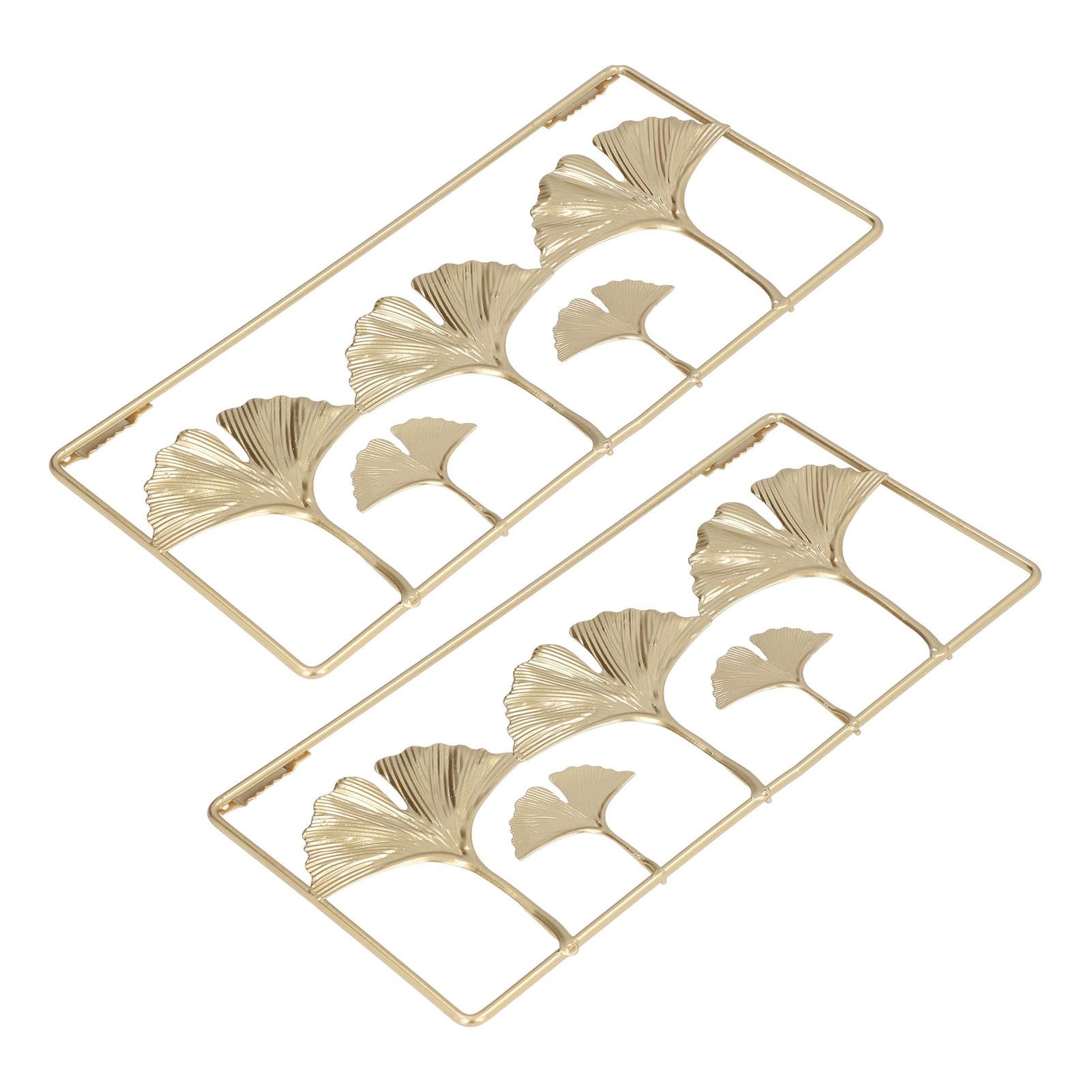 2Pcs Gold Metal Leaf Wall Decor 3D Modern Simple Clear Texture Metal Leaf Hanging Decoration with Frame for Home Office - Image 4