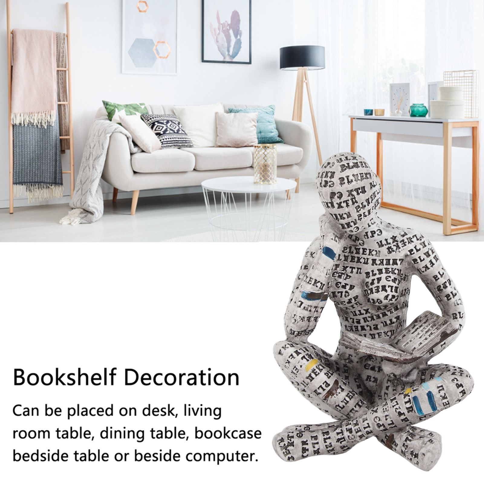 Resin Reading Woman Figurine Innovative Lady Reading Pulp Molding Bookshelf Ornaments for Home Decoration G - Image 3