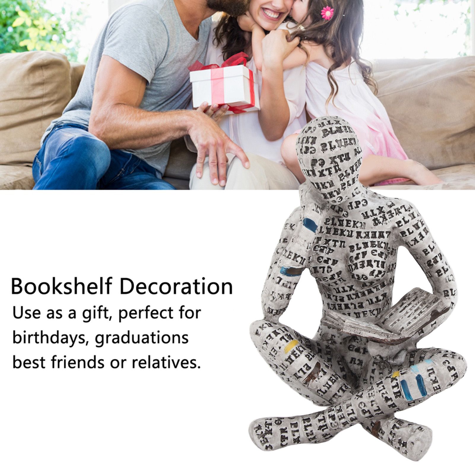 Resin Reading Woman Figurine Innovative Lady Reading Pulp Molding Bookshelf Ornaments for Home Decoration G - Image 4