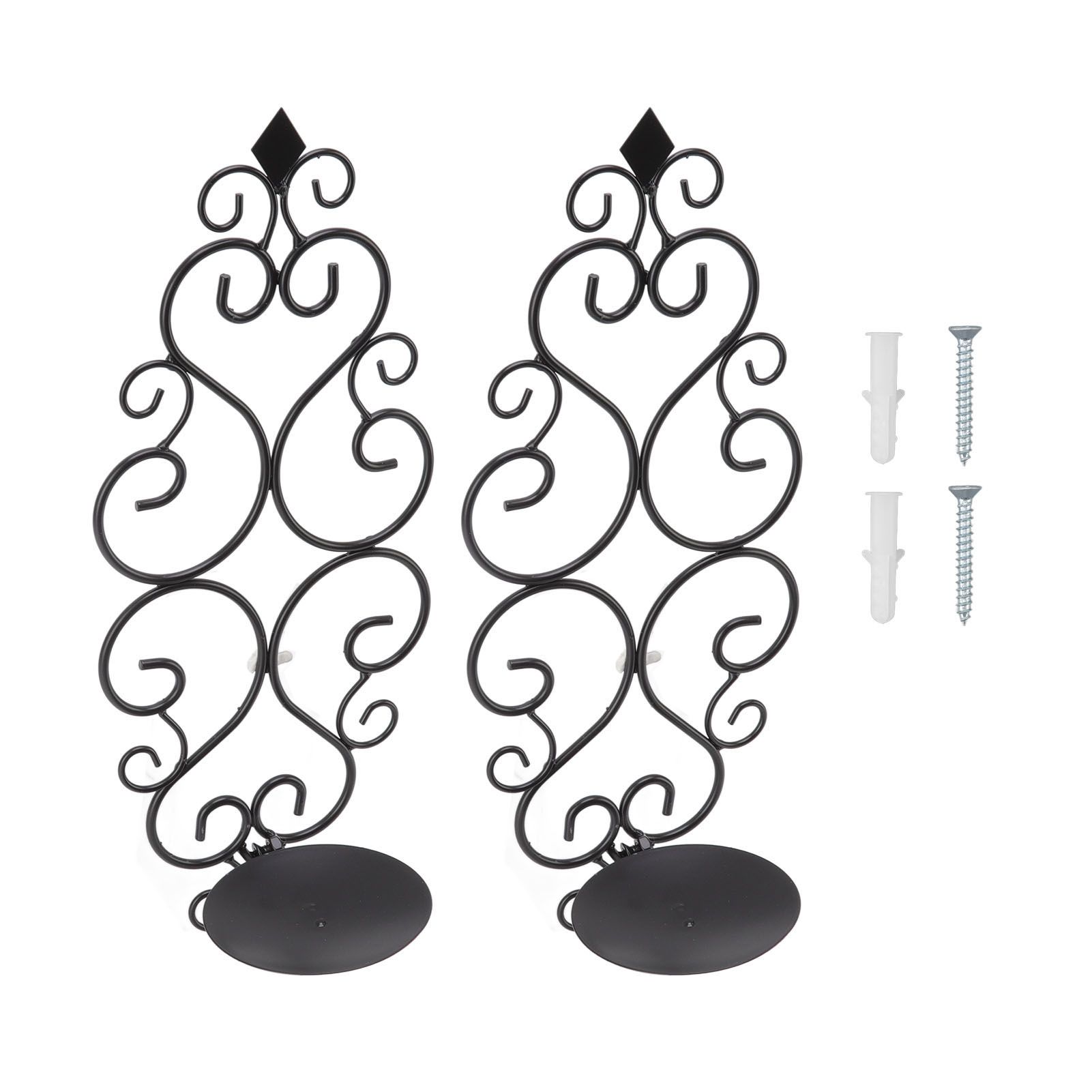 2 Pcs Candle Holder Exquisite Classical Style Black Iron Wall Mounted Candlestick for Living Rooms Bedroom Hallways - Image 1