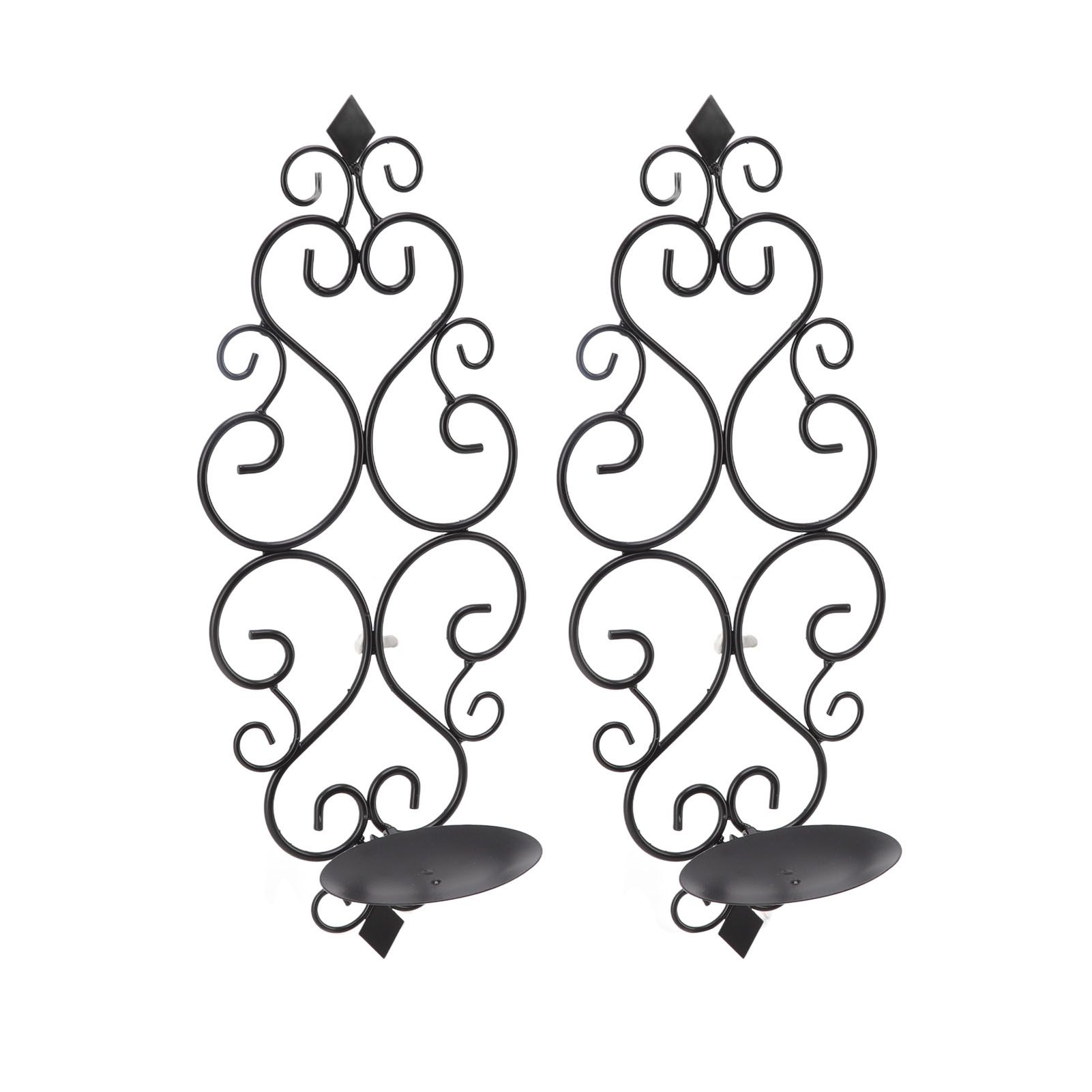 2 Pcs Candle Holder Exquisite Classical Style Black Iron Wall Mounted Candlestick for Living Rooms Bedroom Hallways - Image 2