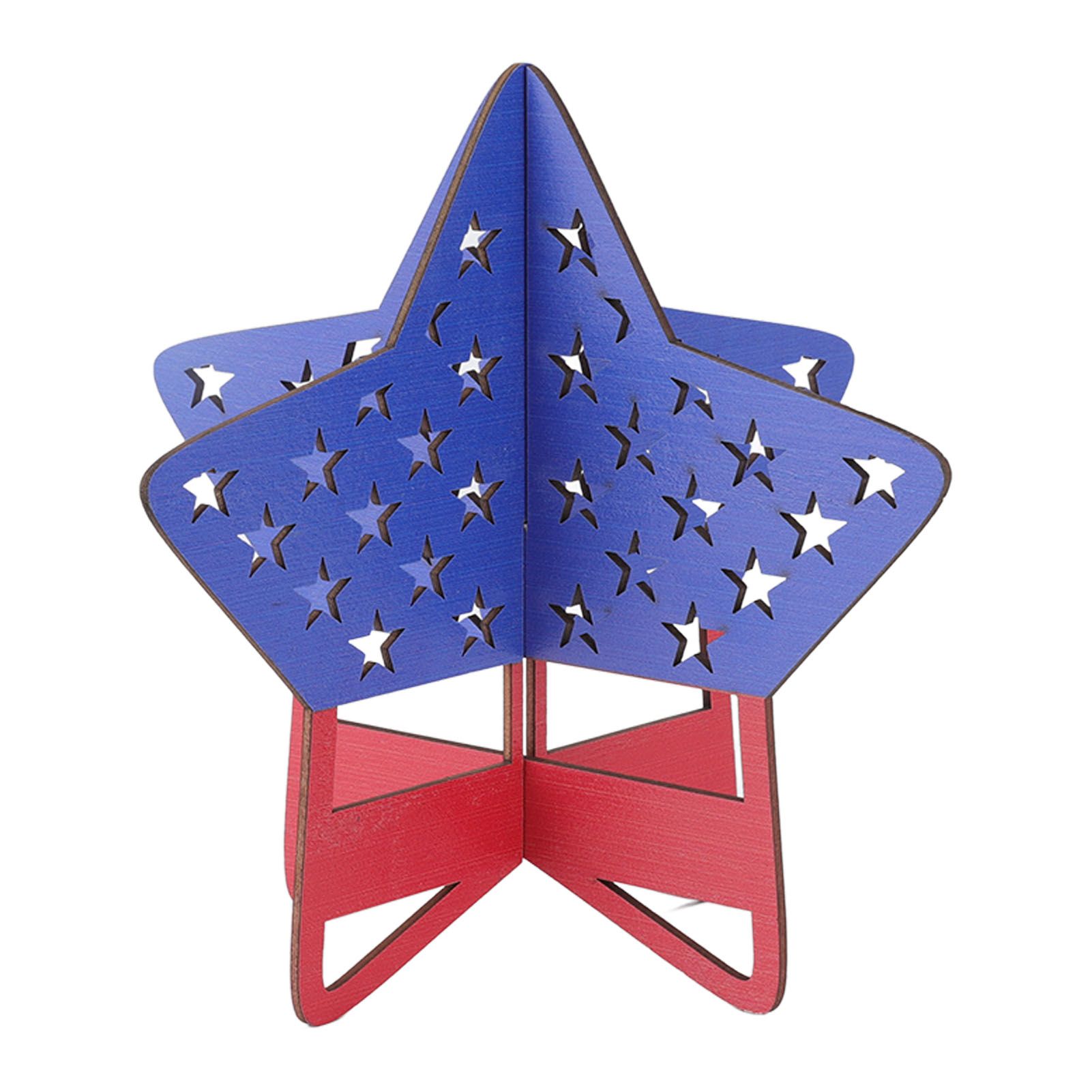 2Pcs Independence Day Wooden Star Blocks Patriotic Standing Decor 4th of July Tabletop Ornament - Image 1