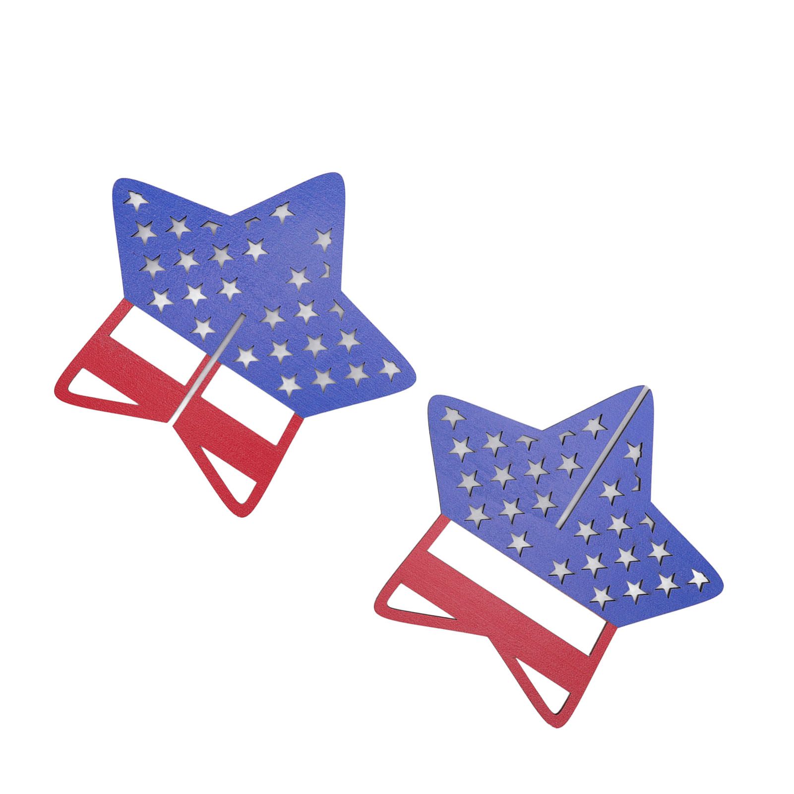 2Pcs Independence Day Wooden Star Blocks Patriotic Standing Decor 4th of July Tabletop Ornament - Image 4