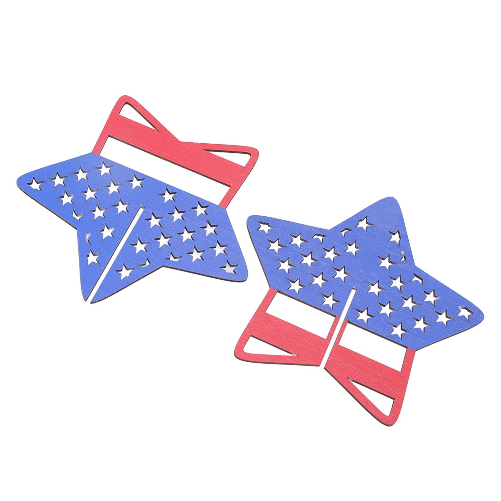 2Pcs Independence Day Wooden Star Blocks Patriotic Standing Decor 4th of July Tabletop Ornament - Image 5