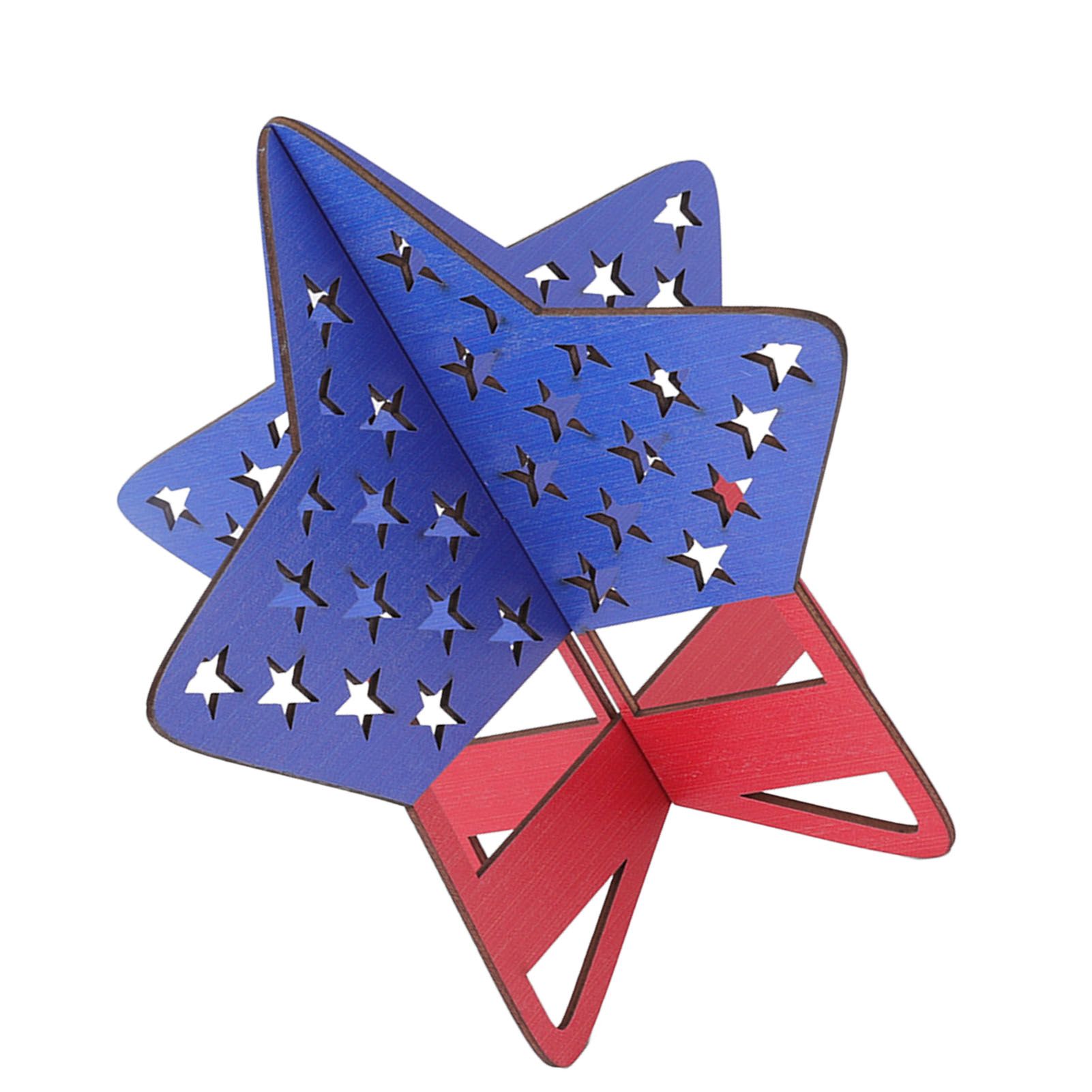 2Pcs Independence Day Wooden Star Blocks Patriotic Standing Decor 4th of July Tabletop Ornament - Image 6