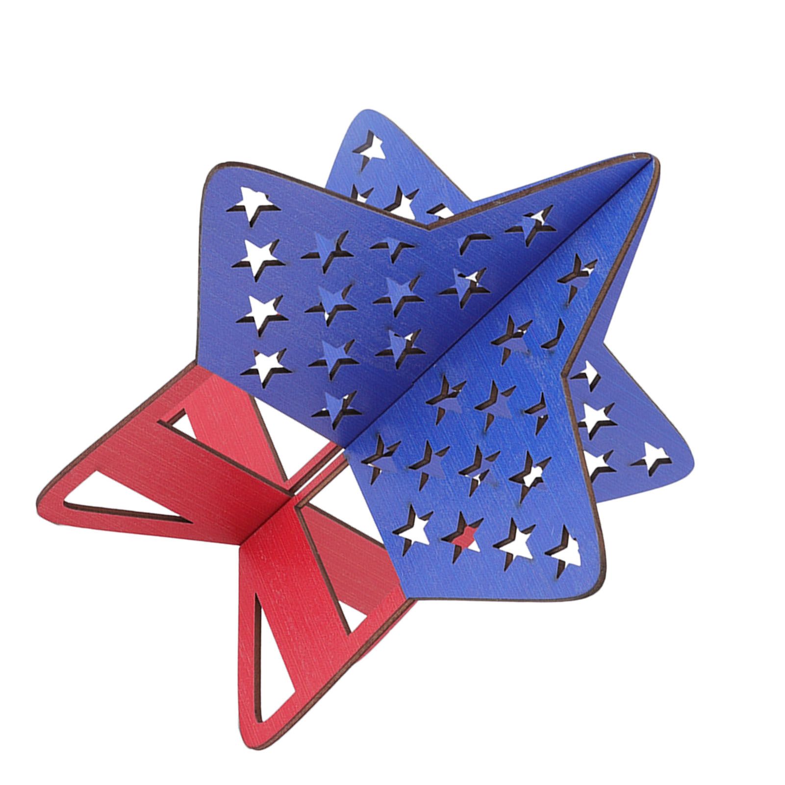 2Pcs Independence Day Wooden Star Blocks Patriotic Standing Decor 4th of July Tabletop Ornament - Image 7