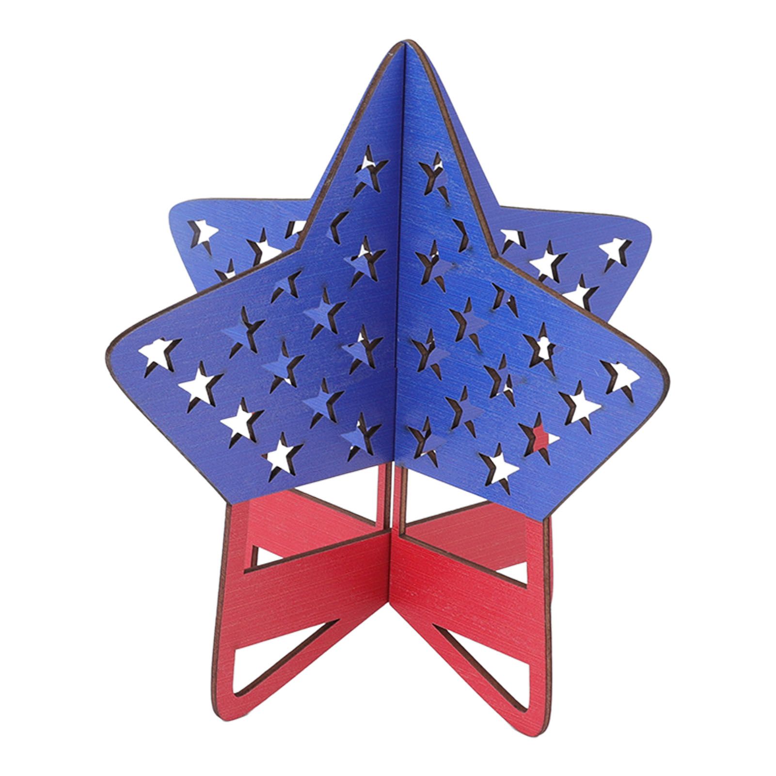 2Pcs Independence Day Wooden Star Blocks Patriotic Standing Decor 4th of July Tabletop Ornament - Image 8