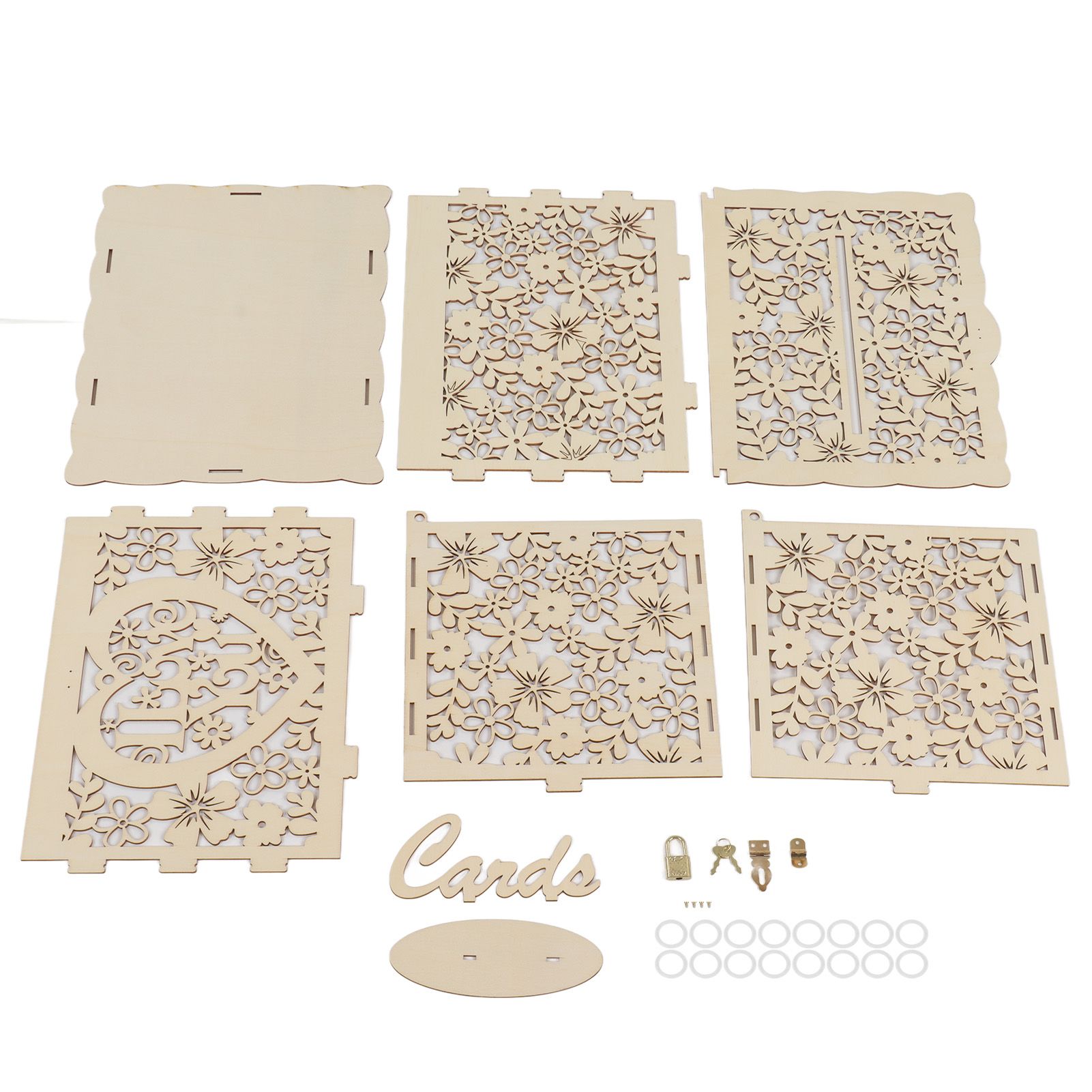 DIY Hollow Wooden Box Gift Card Money Case Wedding Reception Decoration Box Easy Assembly JM01192 Large - Image 1