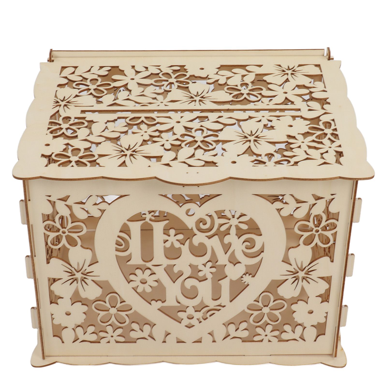 DIY Hollow Wooden Box Gift Card Money Case Wedding Reception Decoration Box Easy Assembly JM01192 Large - Image 4