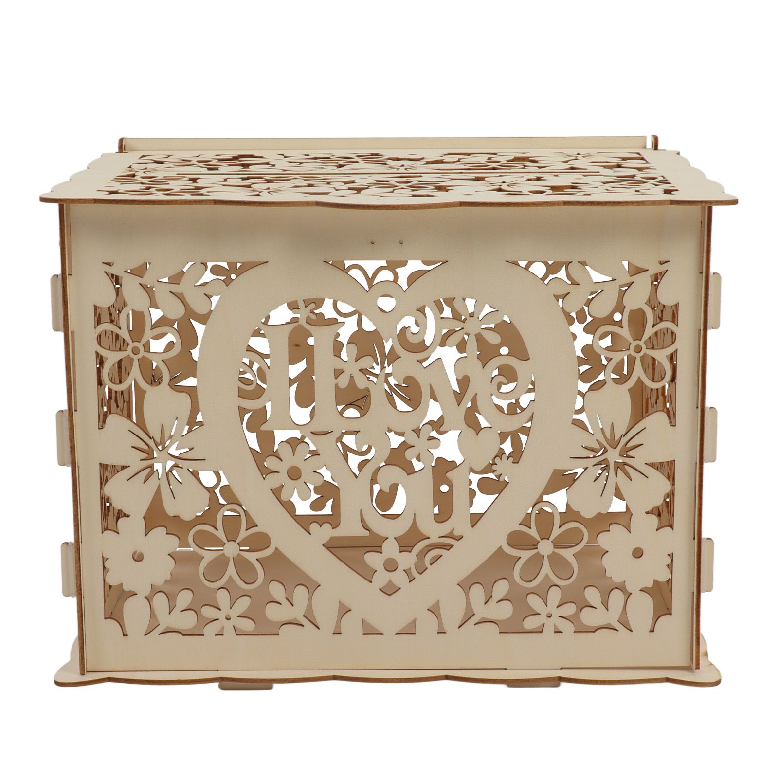 DIY Hollow Wooden Box Gift Card Money Case Wedding Reception Decoration Box Easy Assembly JM01192 Large - Image 5