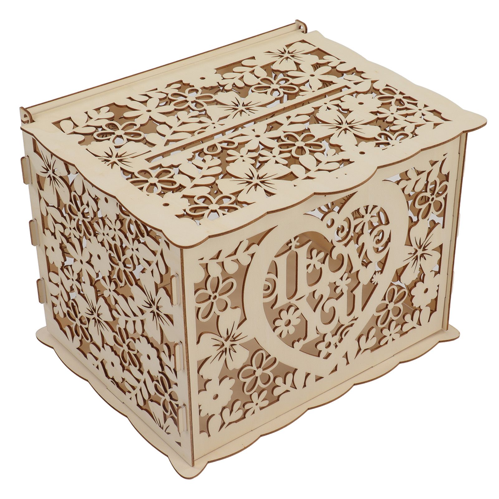 DIY Hollow Wooden Box Gift Card Money Case Wedding Reception Decoration Box Easy Assembly JM01192 Large - Image 6