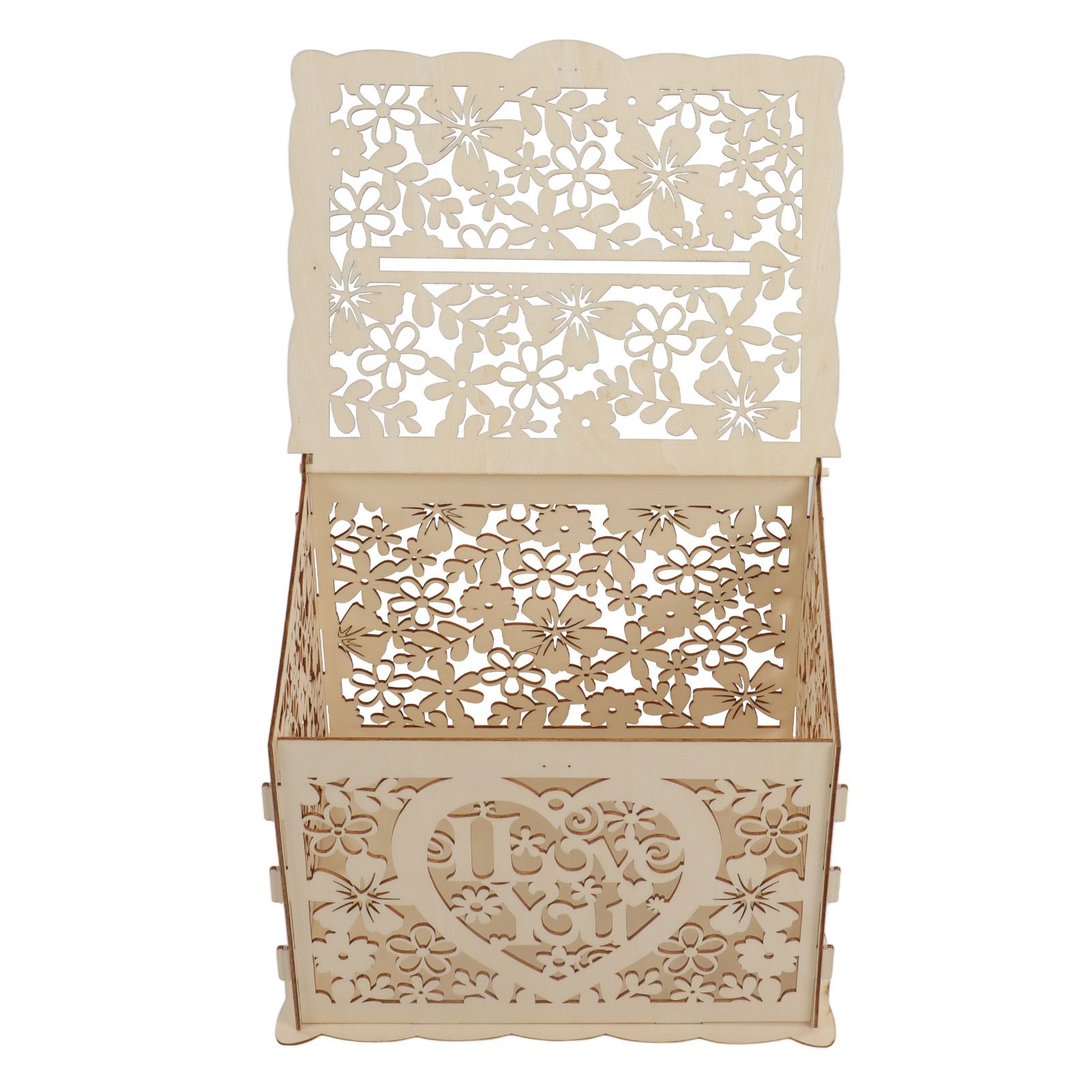DIY Hollow Wooden Box Gift Card Money Case Wedding Reception Decoration Box Easy Assembly JM01192 Large - Image 8