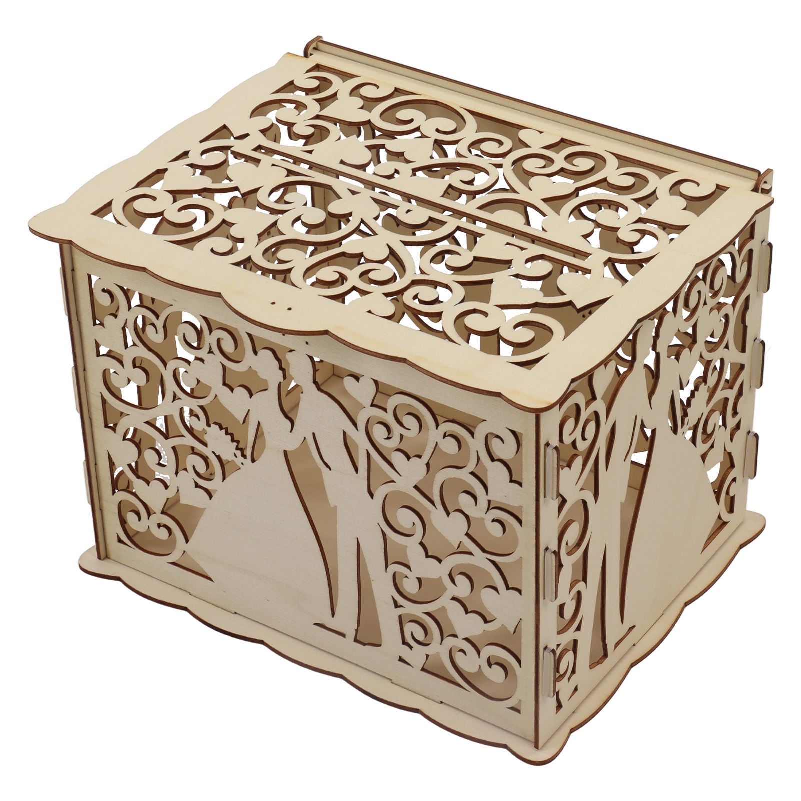 DIY Hollow Wooden Box Gift Card Money Case Wedding Reception Decoration Box Easy Assembly JM01777 Small - Image 3