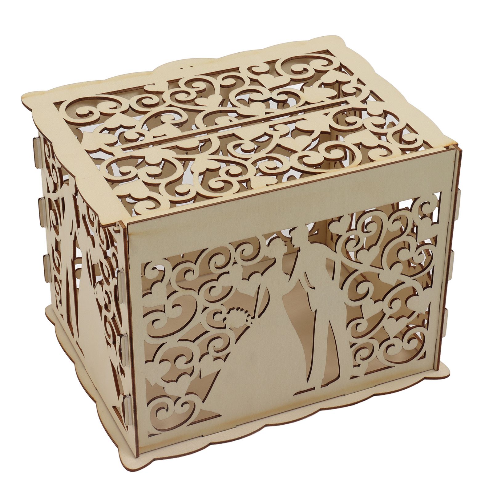 DIY Hollow Wooden Box Gift Card Money Case Wedding Reception Decoration Box Easy Assembly JM01777 Small - Image 4