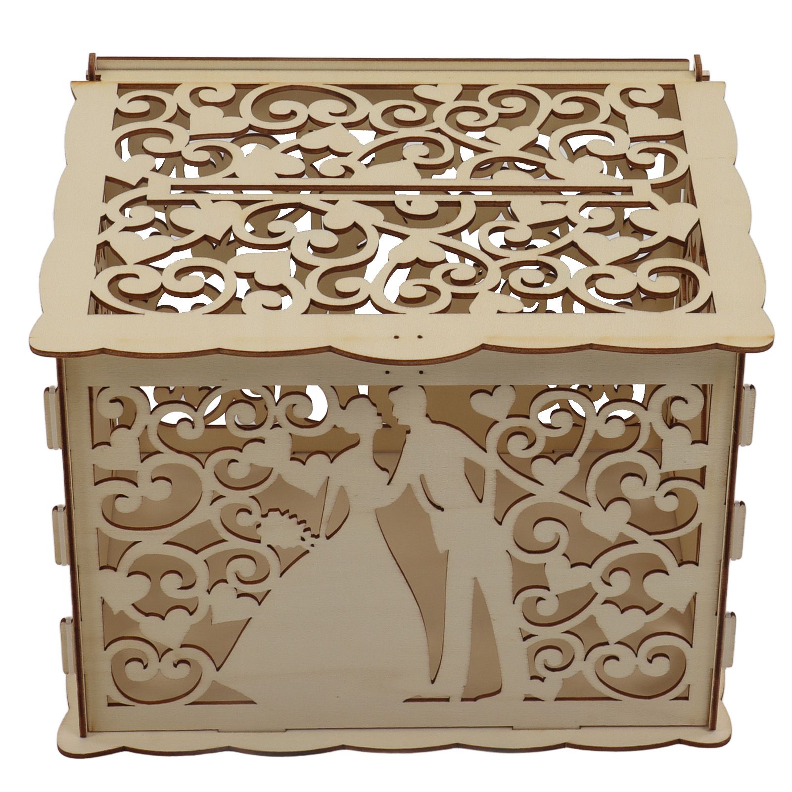DIY Hollow Wooden Box Gift Card Money Case Wedding Reception Decoration Box Easy Assembly JM01777 Small - Image 5