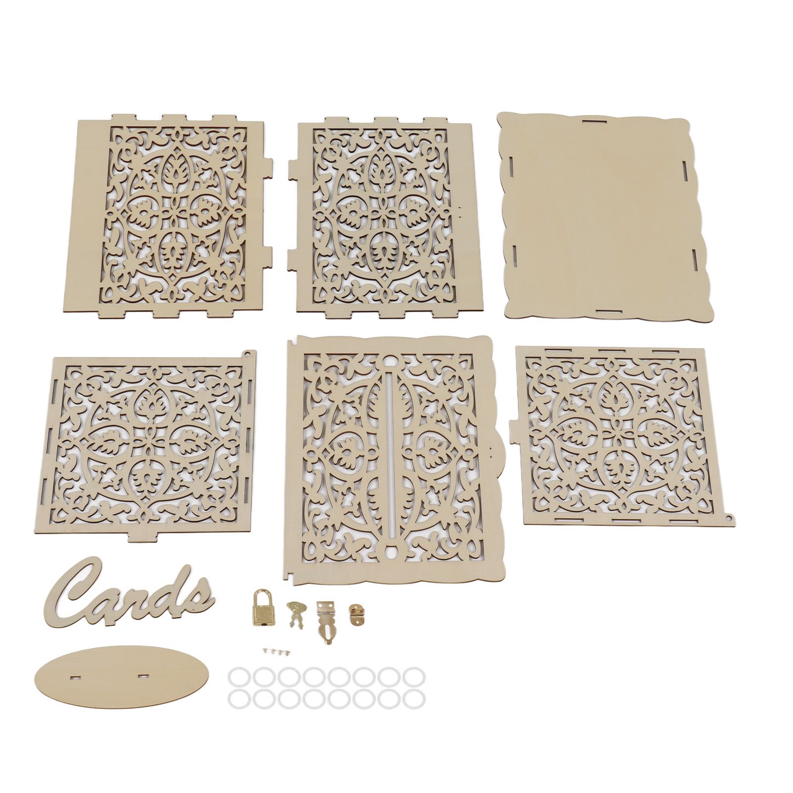 DIY Hollow Wooden Box Gift Card Money Case Wedding Reception Decoration Box Easy Assembly JM01319 Small - Image 1
