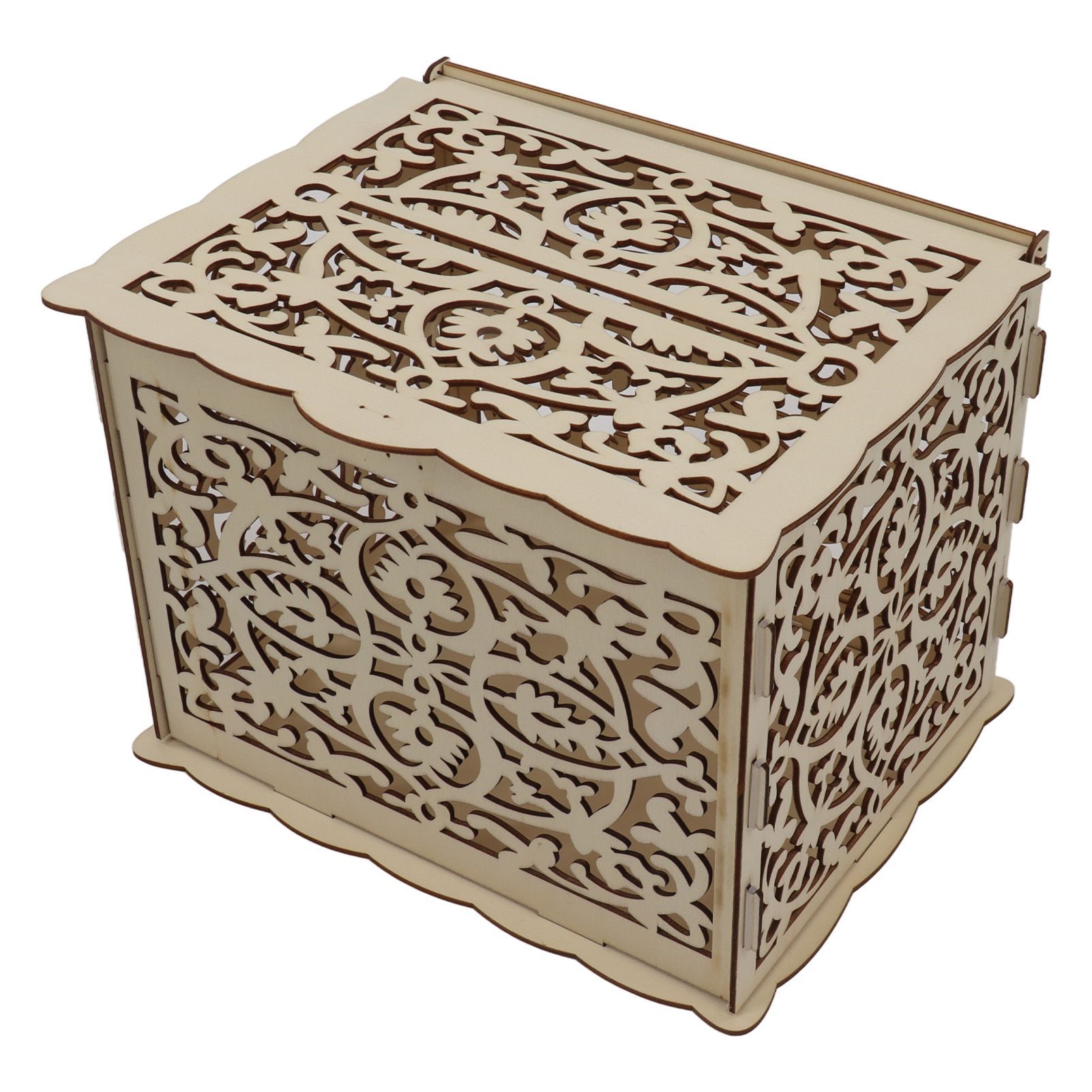 DIY Hollow Wooden Box Gift Card Money Case Wedding Reception Decoration Box Easy Assembly JM01319 Small - Image 4