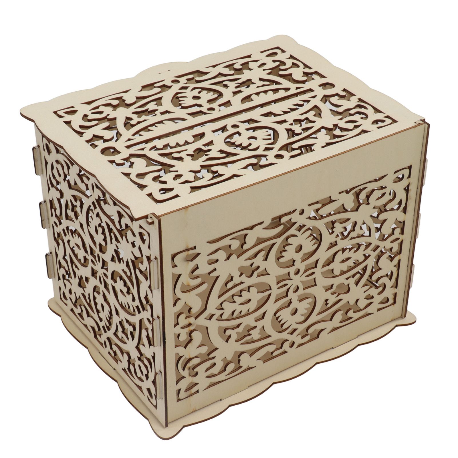 DIY Hollow Wooden Box Gift Card Money Case Wedding Reception Decoration Box Easy Assembly JM01319 Small - Image 5