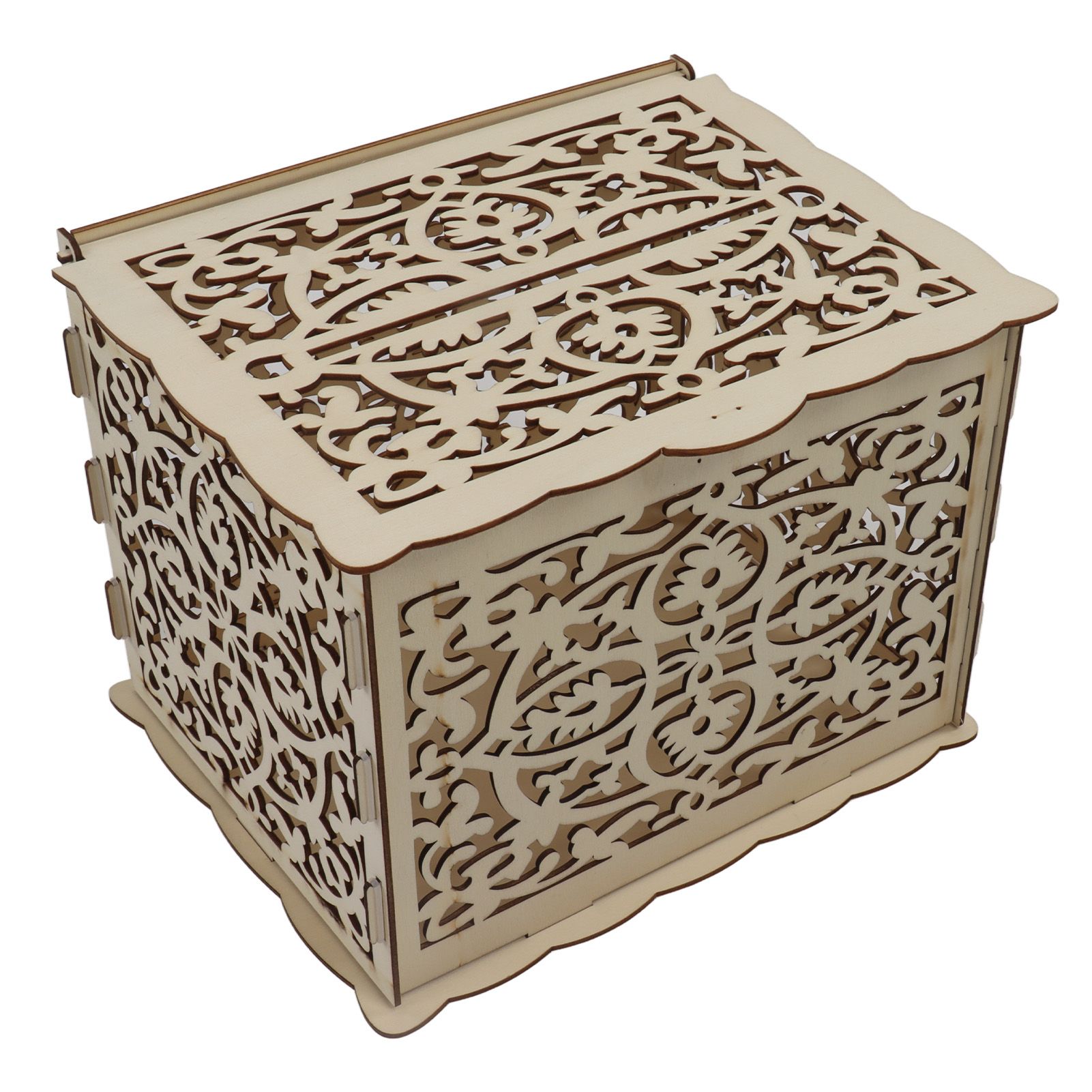 DIY Hollow Wooden Box Gift Card Money Case Wedding Reception Decoration Box Easy Assembly JM01319 Small - Image 7
