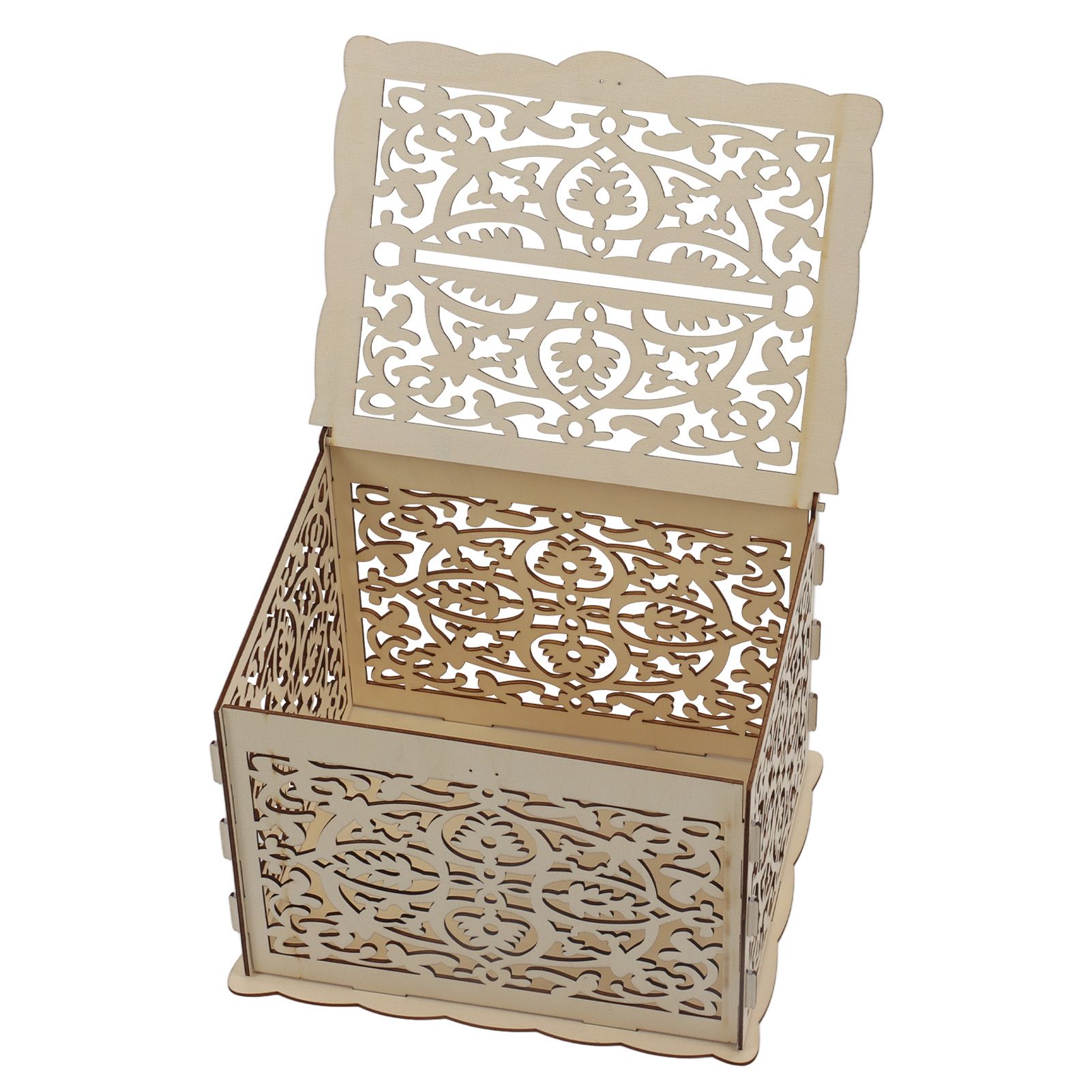 DIY Hollow Wooden Box Gift Card Money Case Wedding Reception Decoration Box Easy Assembly JM01319 Small - Image 8