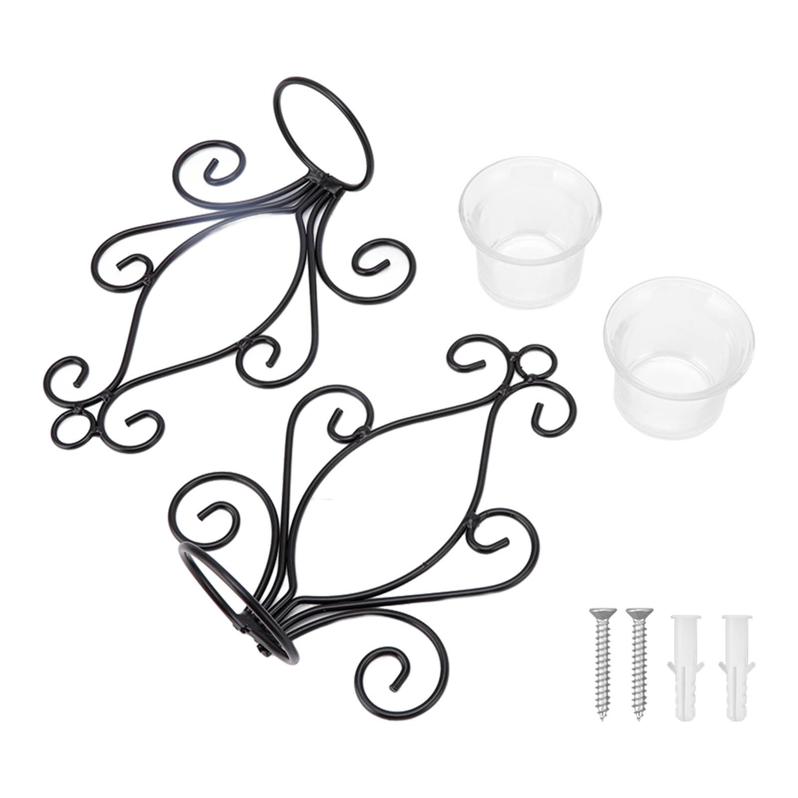 2 Set Candle Holder Wall Sconce European Style Swirl Iron Art Pattern Wall Mounted Candle Holder with Tray for Bedroom - Image 1