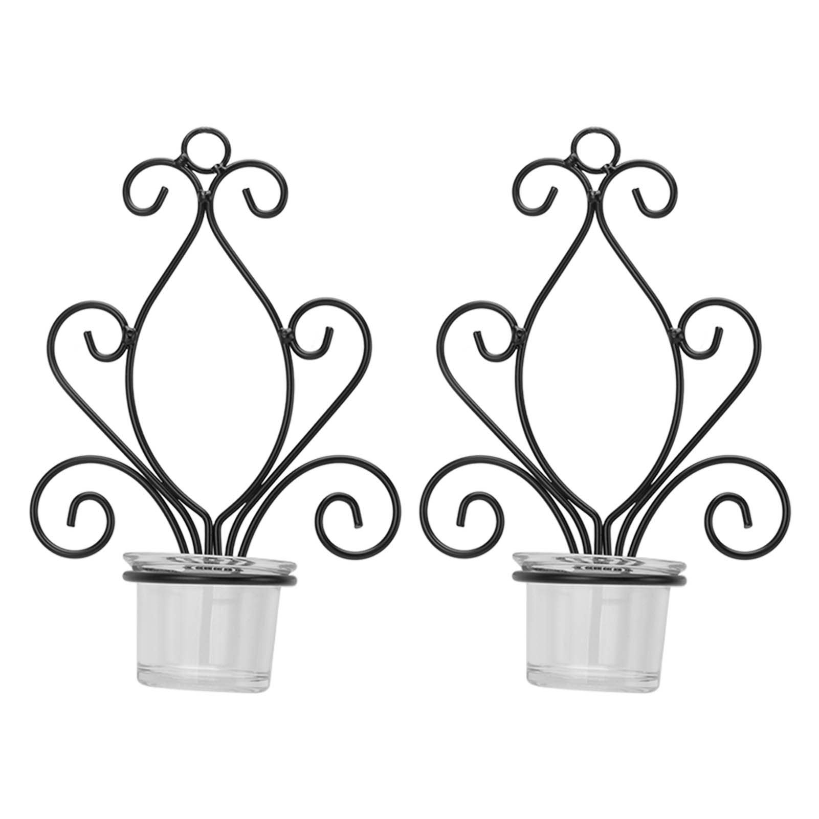2 Set Candle Holder Wall Sconce European Style Swirl Iron Art Pattern Wall Mounted Candle Holder with Tray for Bedroom - Image 6
