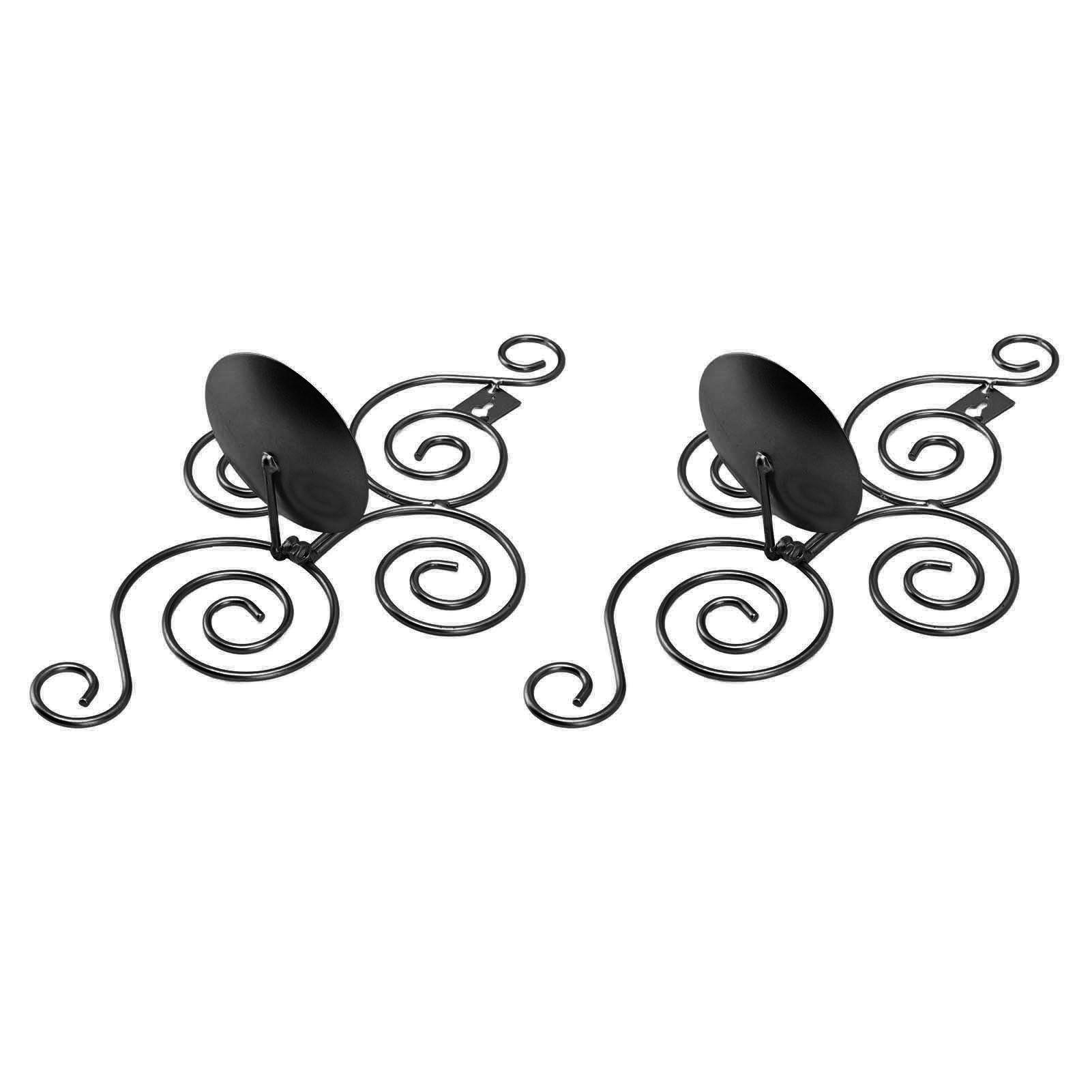 2 Sets Wall Candle Holder Foldable European Style Swirl Wrought Iron Wall Hanging Candlestick Holder Home Decoration Black - Image 2