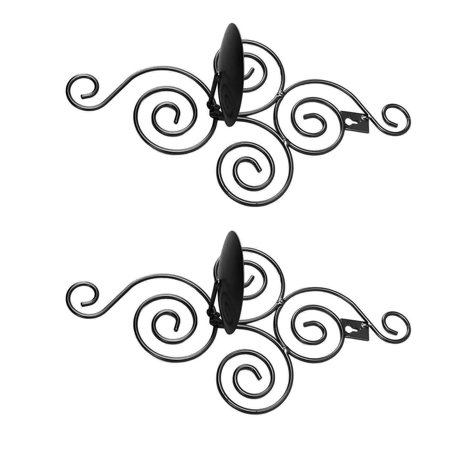 2 Sets Wall Candle Holder Foldable European Style Swirl Wrought Iron Wall Hanging Candlestick Holder Home Decoration Black - Image 3