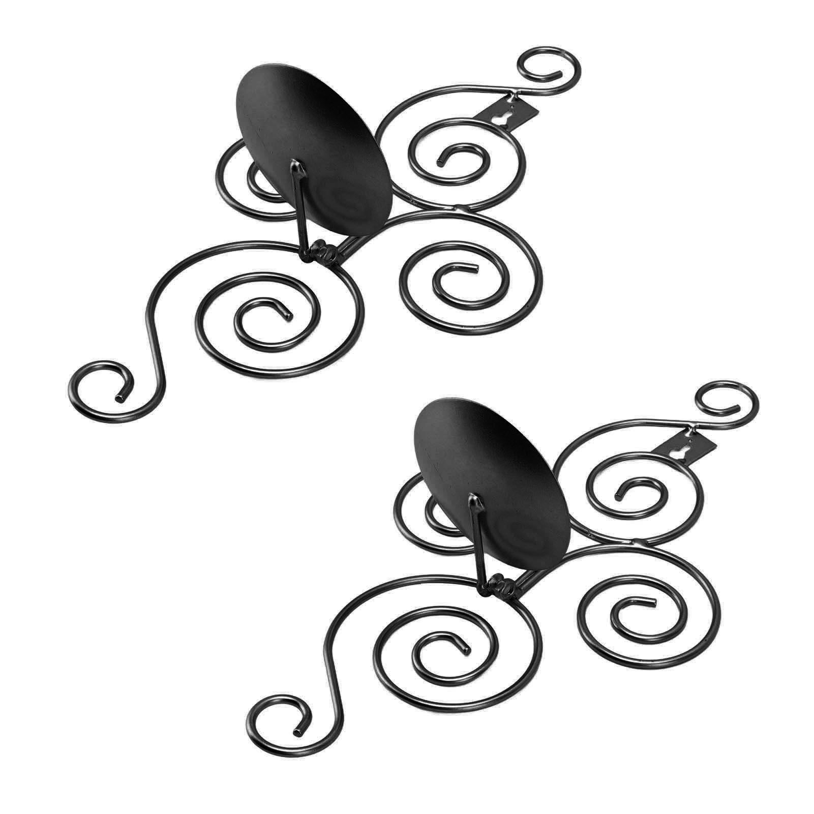 2 Sets Wall Candle Holder Foldable European Style Swirl Wrought Iron Wall Hanging Candlestick Holder Home Decoration Black - Image 4