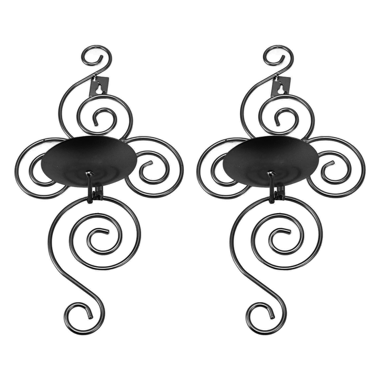 2 Sets Wall Candle Holder Foldable European Style Swirl Wrought Iron Wall Hanging Candlestick Holder Home Decoration Black - Image 5