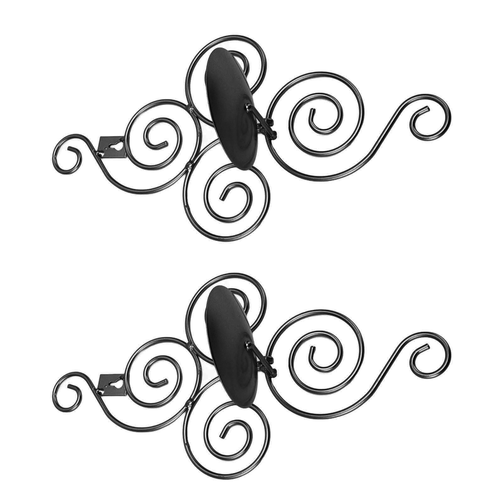 2 Sets Wall Candle Holder Foldable European Style Swirl Wrought Iron Wall Hanging Candlestick Holder Home Decoration Black - Image 6