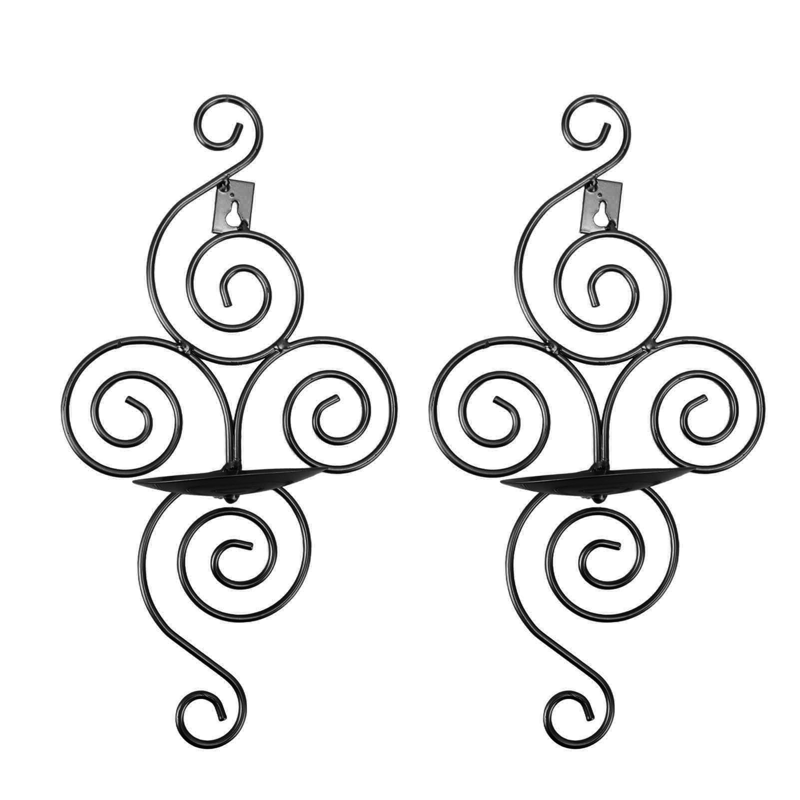 2 Sets Wall Candle Holder Foldable European Style Swirl Wrought Iron Wall Hanging Candlestick Holder Home Decoration Black - Image 7