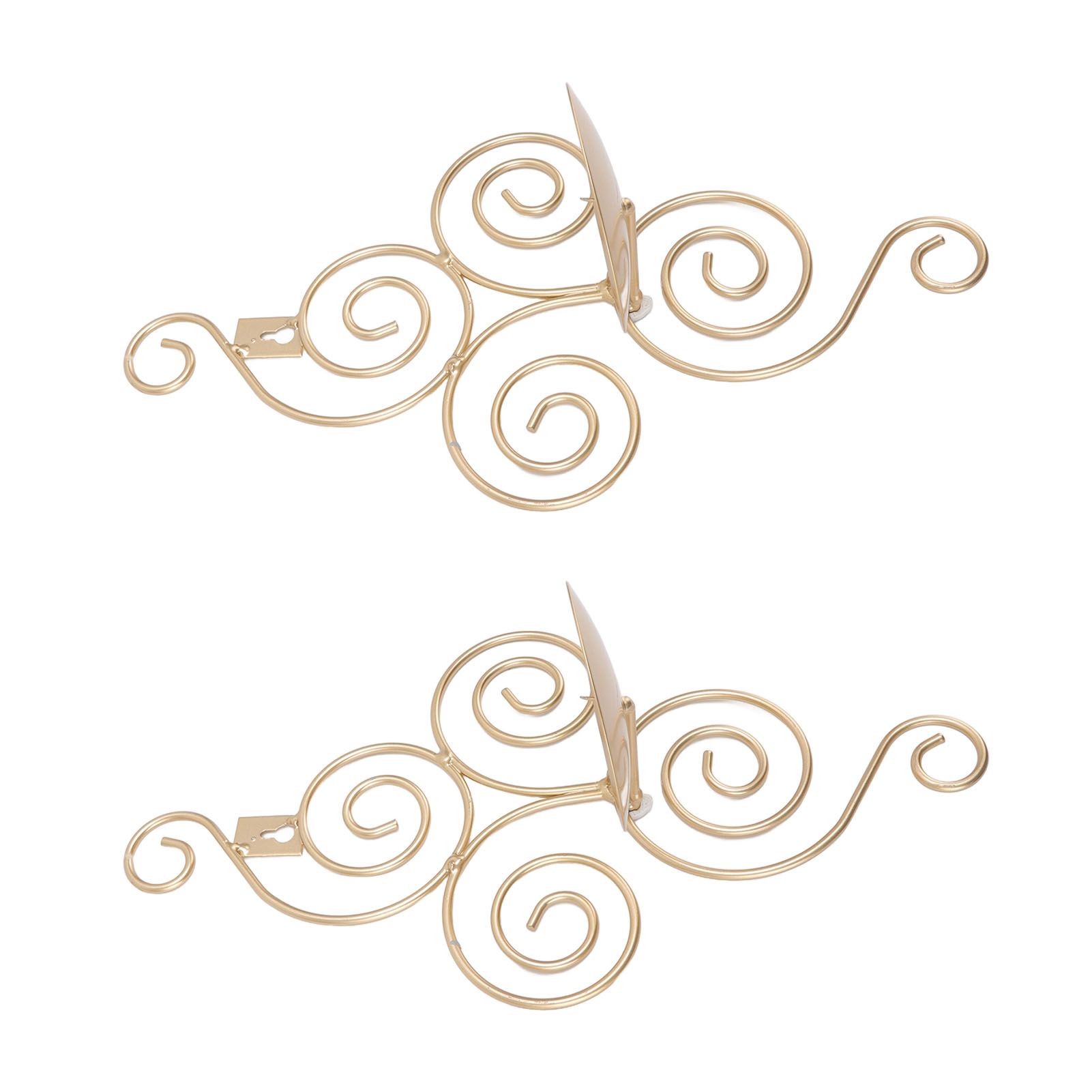 2 Sets Wall Candle Holder Foldable European Style Swirl Wrought Iron Wall Hanging Candlestick Holder Home Decoration Gold - Image 2