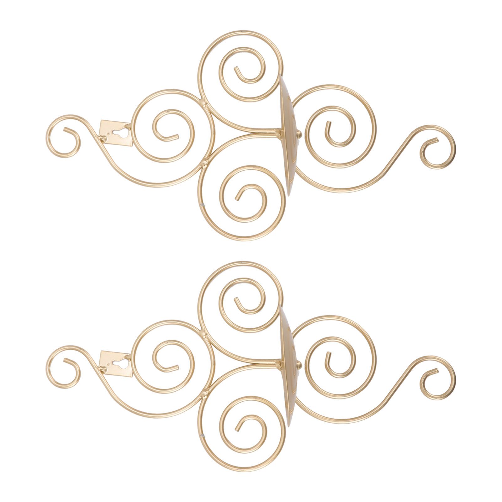 2 Sets Wall Candle Holder Foldable European Style Swirl Wrought Iron Wall Hanging Candlestick Holder Home Decoration Gold - Image 4