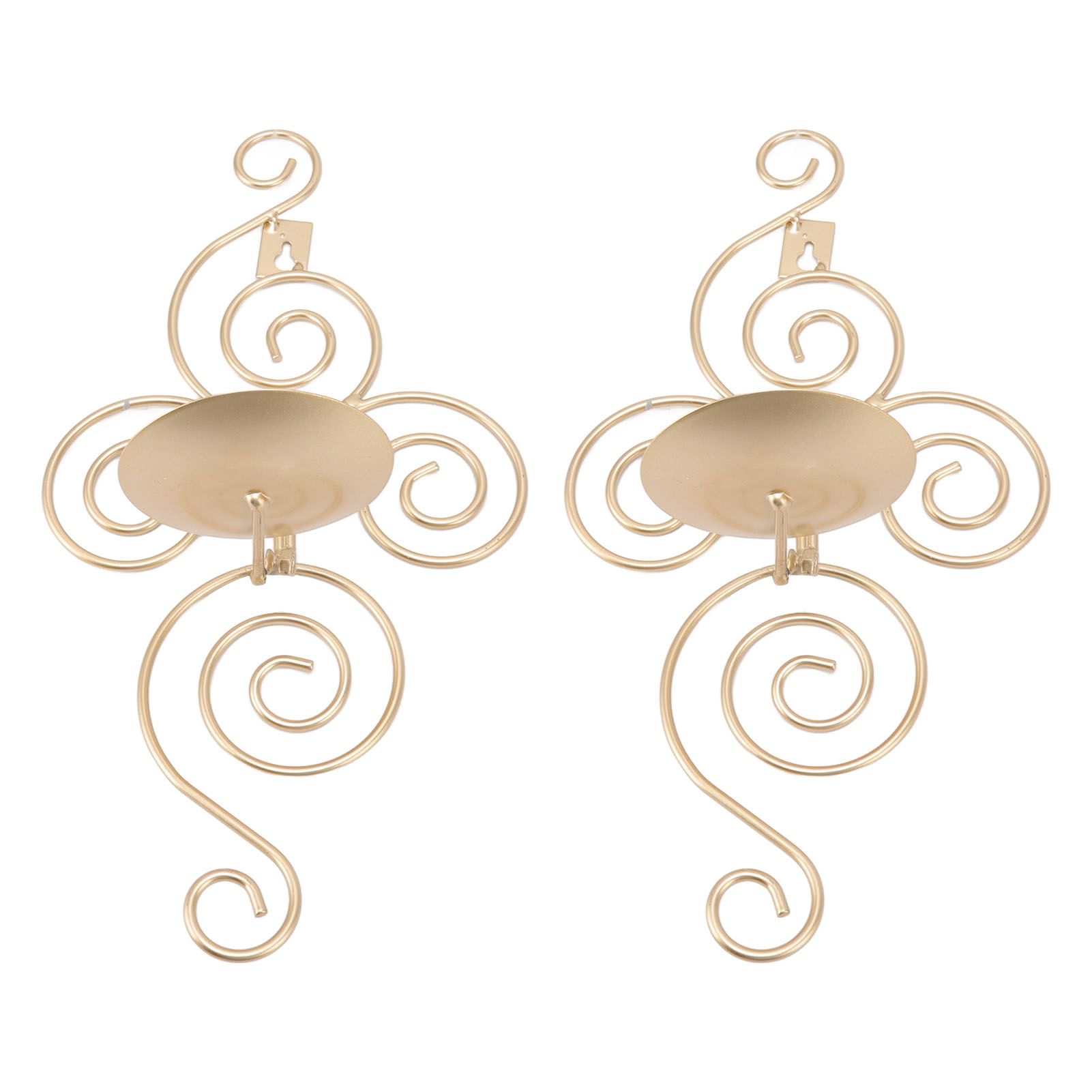 2 Sets Wall Candle Holder Foldable European Style Swirl Wrought Iron Wall Hanging Candlestick Holder Home Decoration Gold - Image 7
