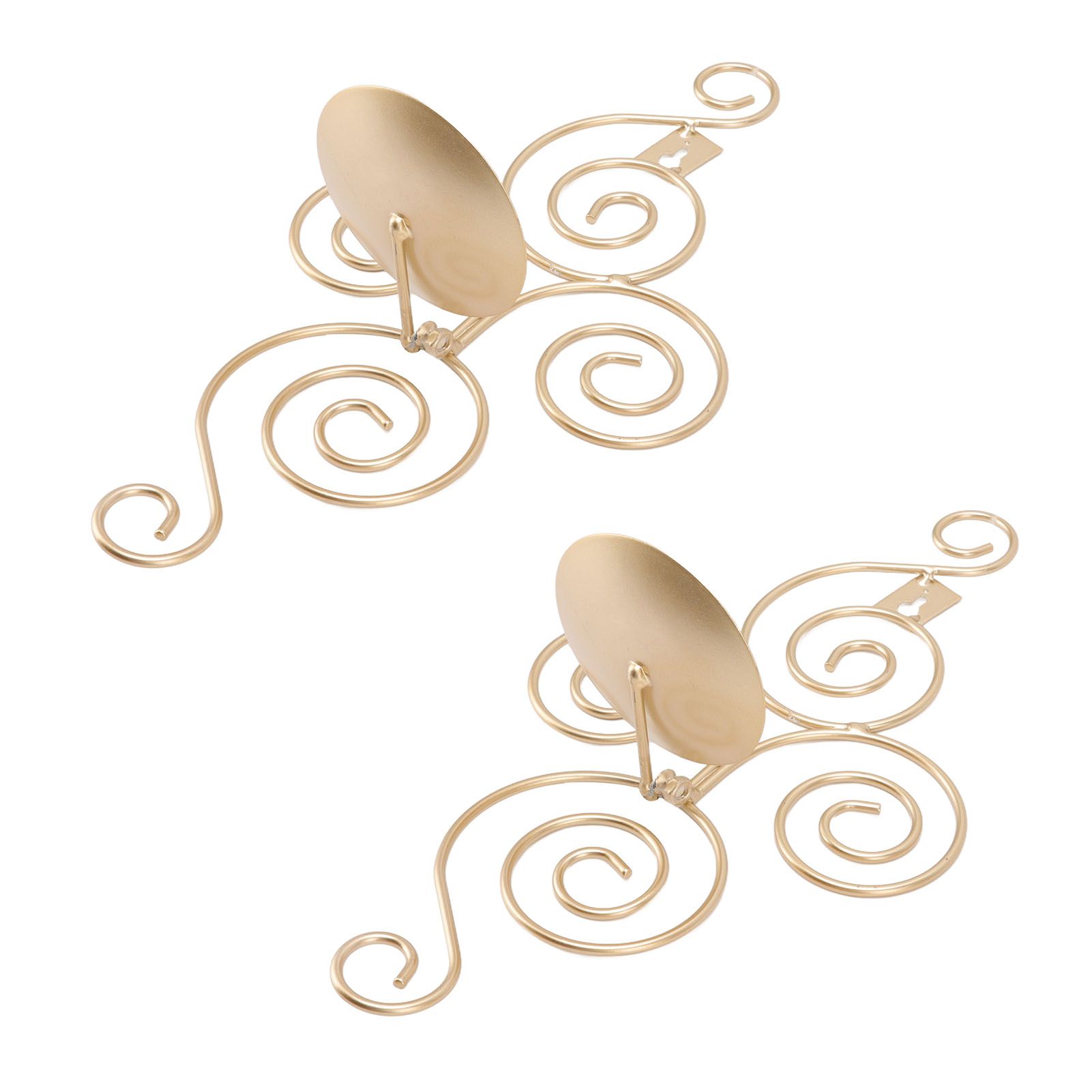 2 Sets Wall Candle Holder Foldable European Style Swirl Wrought Iron Wall Hanging Candlestick Holder Home Decoration Gold - Image 8