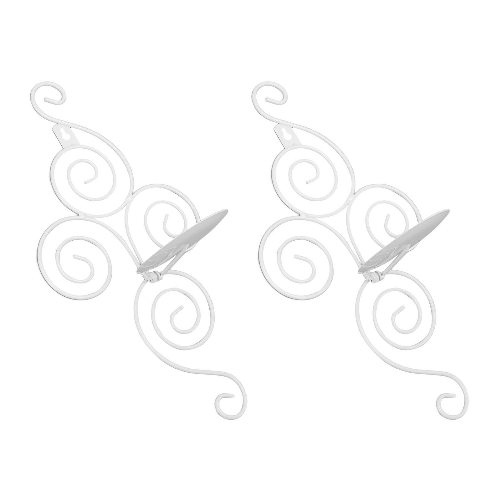 2 Sets Wall Candle Holder Foldable European Style Swirl Wrought Iron Wall Hanging Candlestick Holder Home Decoration White - Image 2