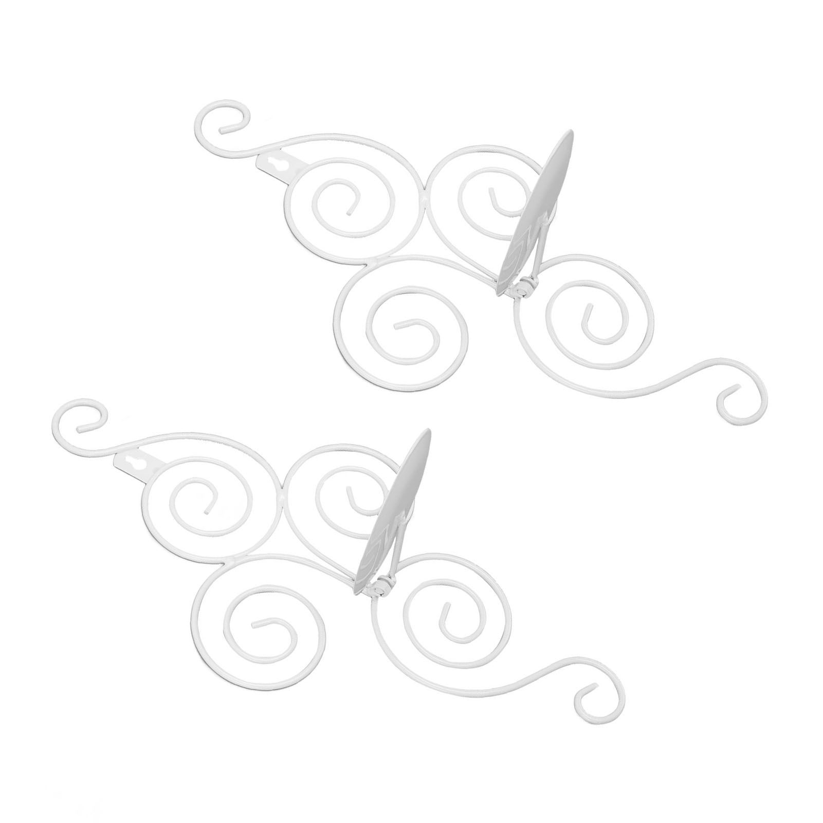 2 Sets Wall Candle Holder Foldable European Style Swirl Wrought Iron Wall Hanging Candlestick Holder Home Decoration White - Image 3