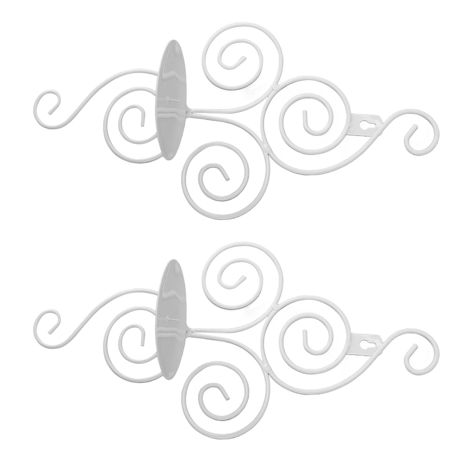 2 Sets Wall Candle Holder Foldable European Style Swirl Wrought Iron Wall Hanging Candlestick Holder Home Decoration White - Image 4